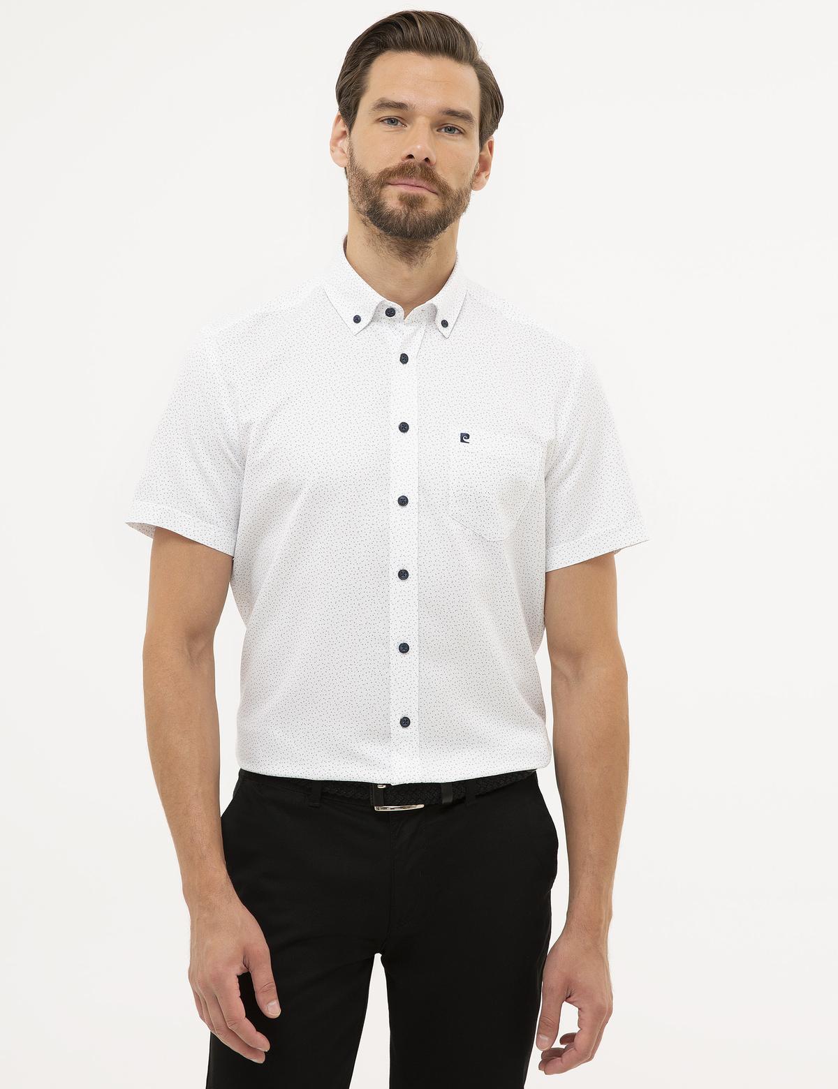 Beyaz Regular Fit Kısa Kollu Gömlek