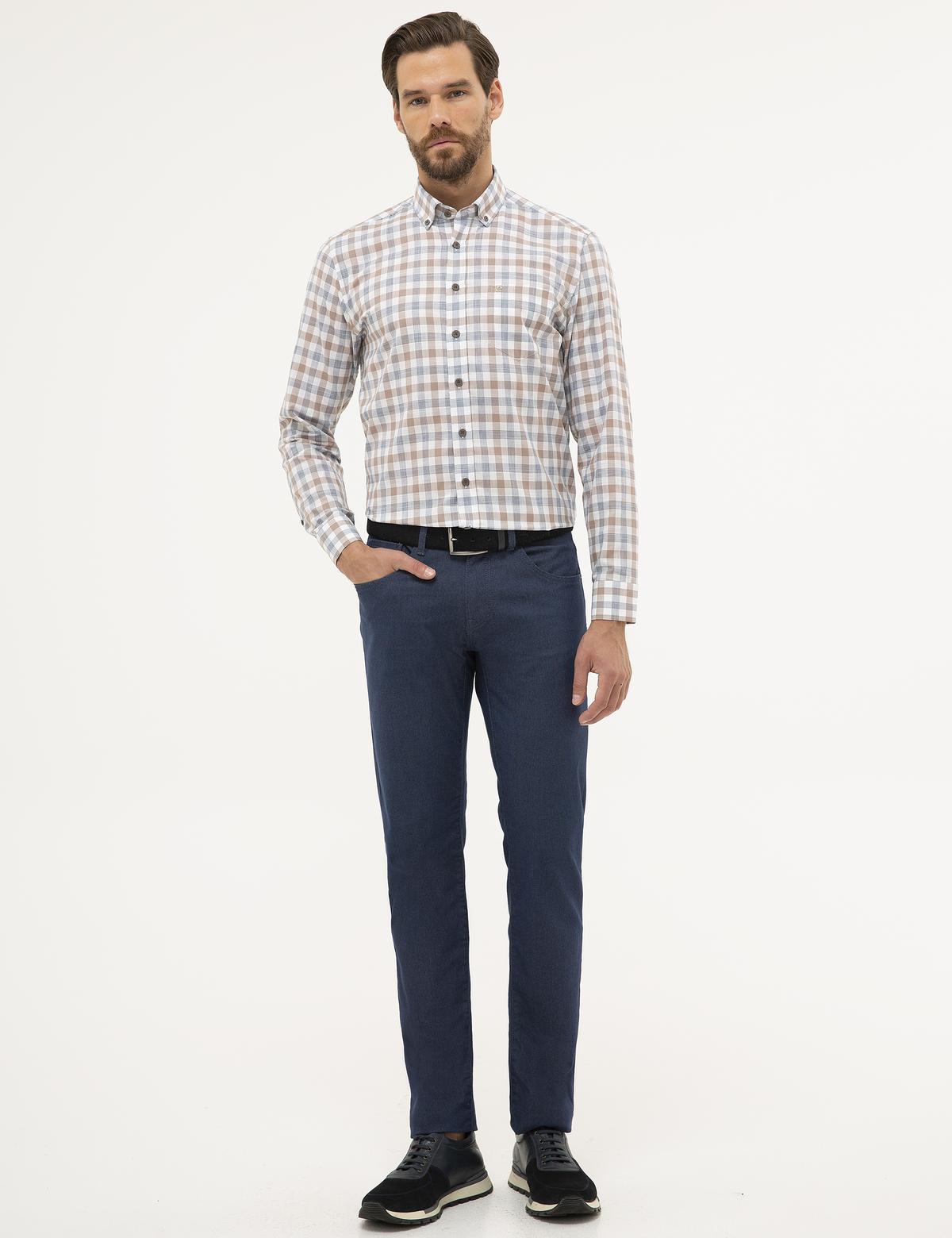 Kahverengi Regular Fit Uzun Kollu Gömlek - 50227236015