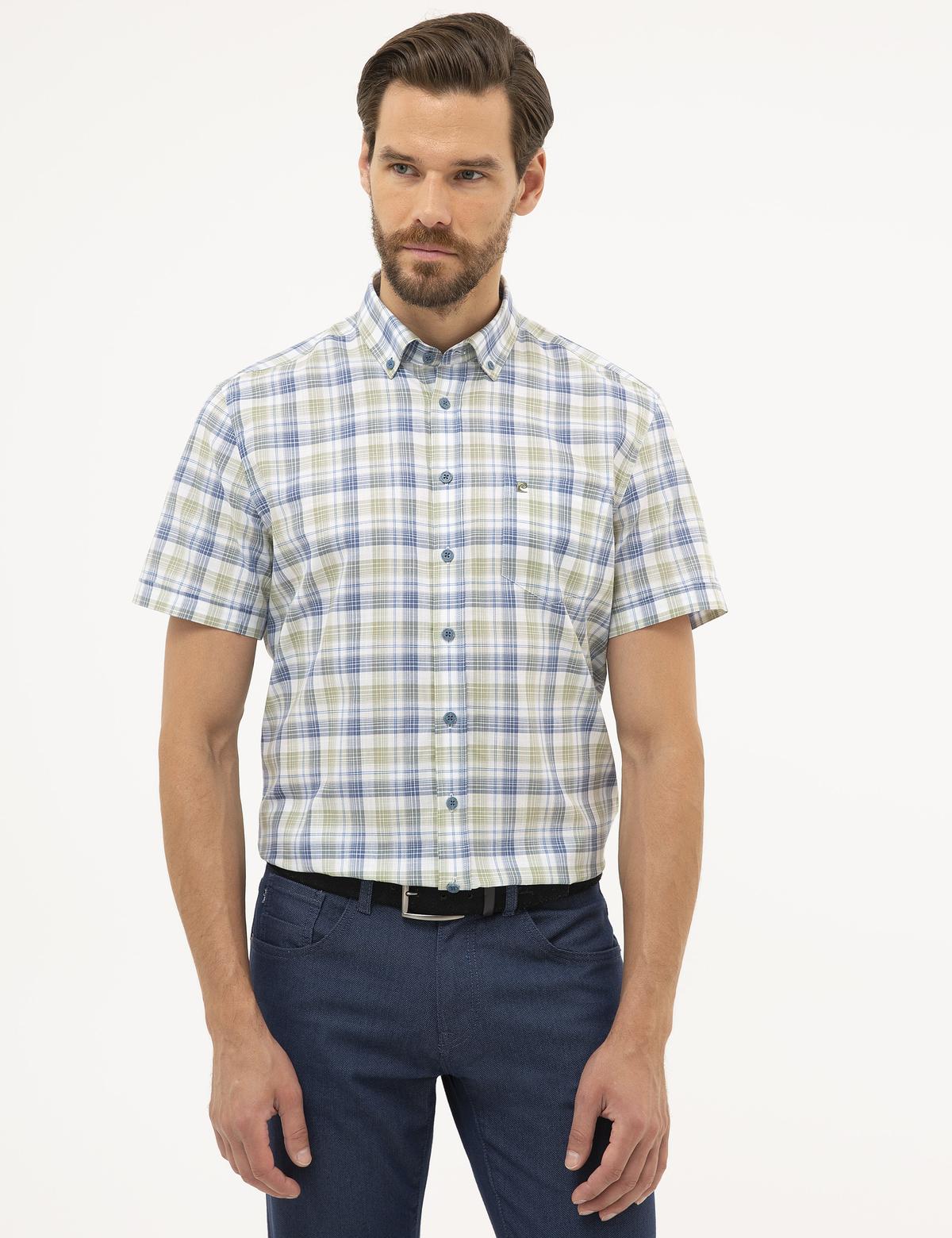 Yeşil Regular Fit Kısa Kollu Gömlek