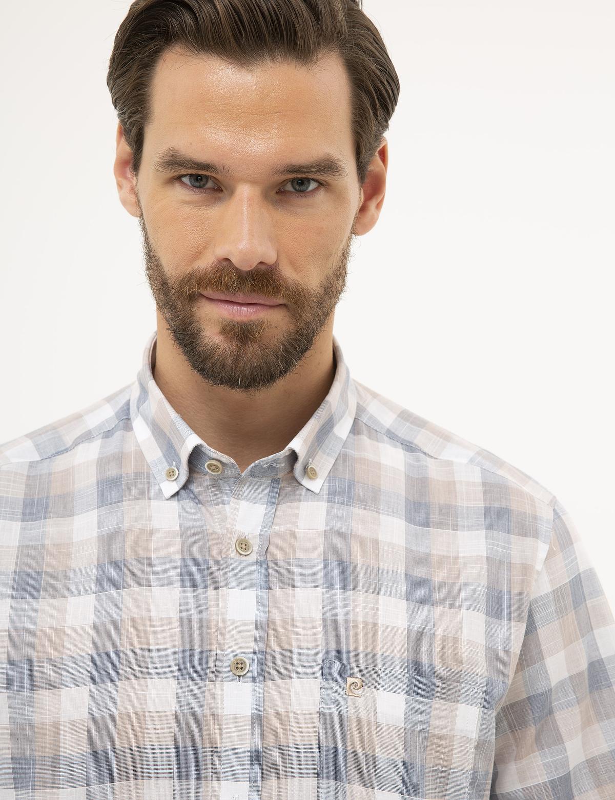 Açık Kahverengi Regular Fit Kısa Kollu Gömlek - 50227430015