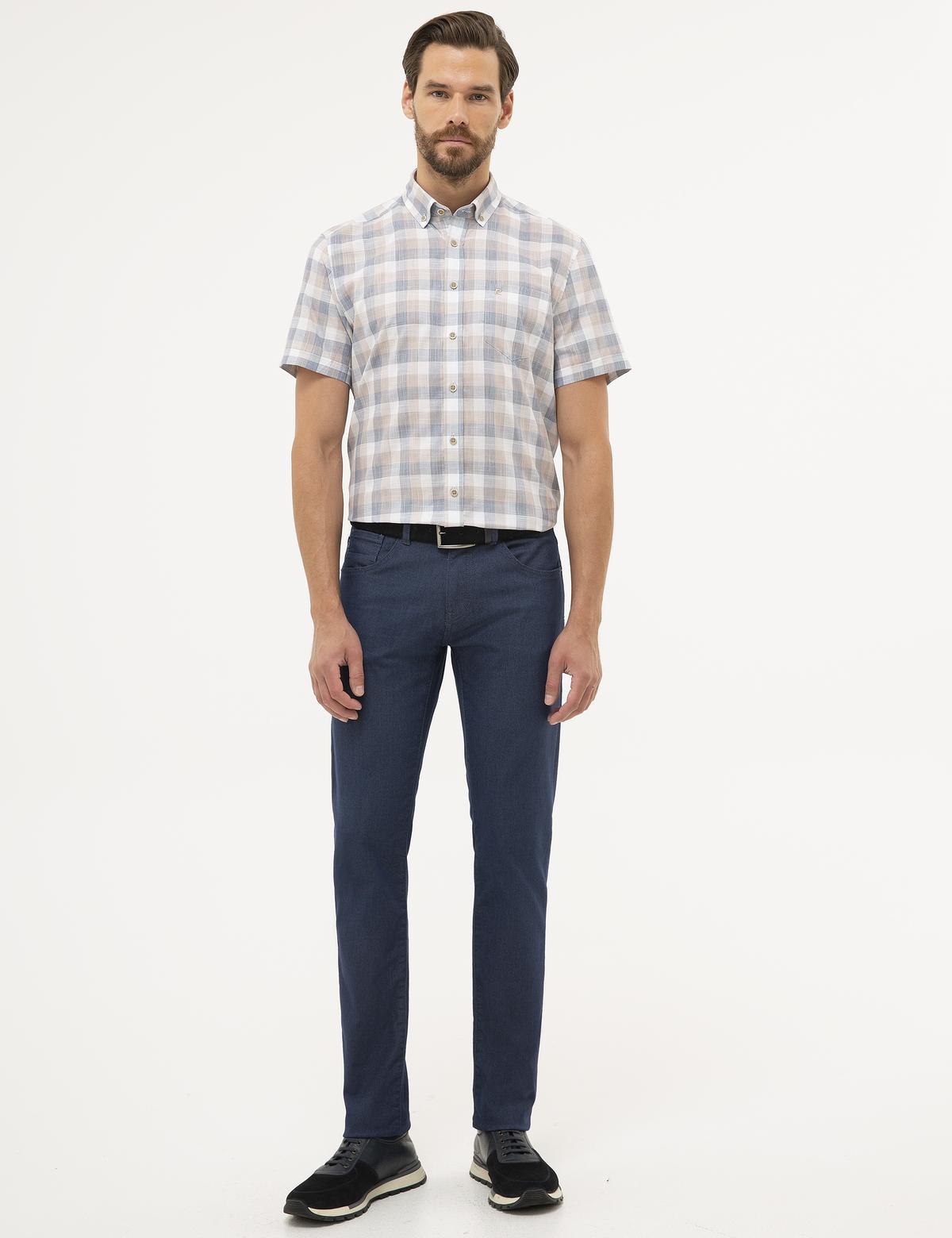 Açık Kahverengi Regular Fit Kısa Kollu Gömlek - 50227430015