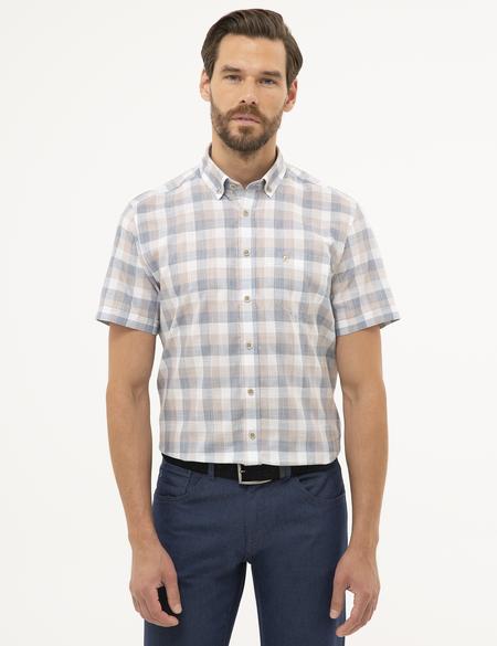 Açık Kahverengi Regular Fit Kısa Kollu Gömlek - 50227430015