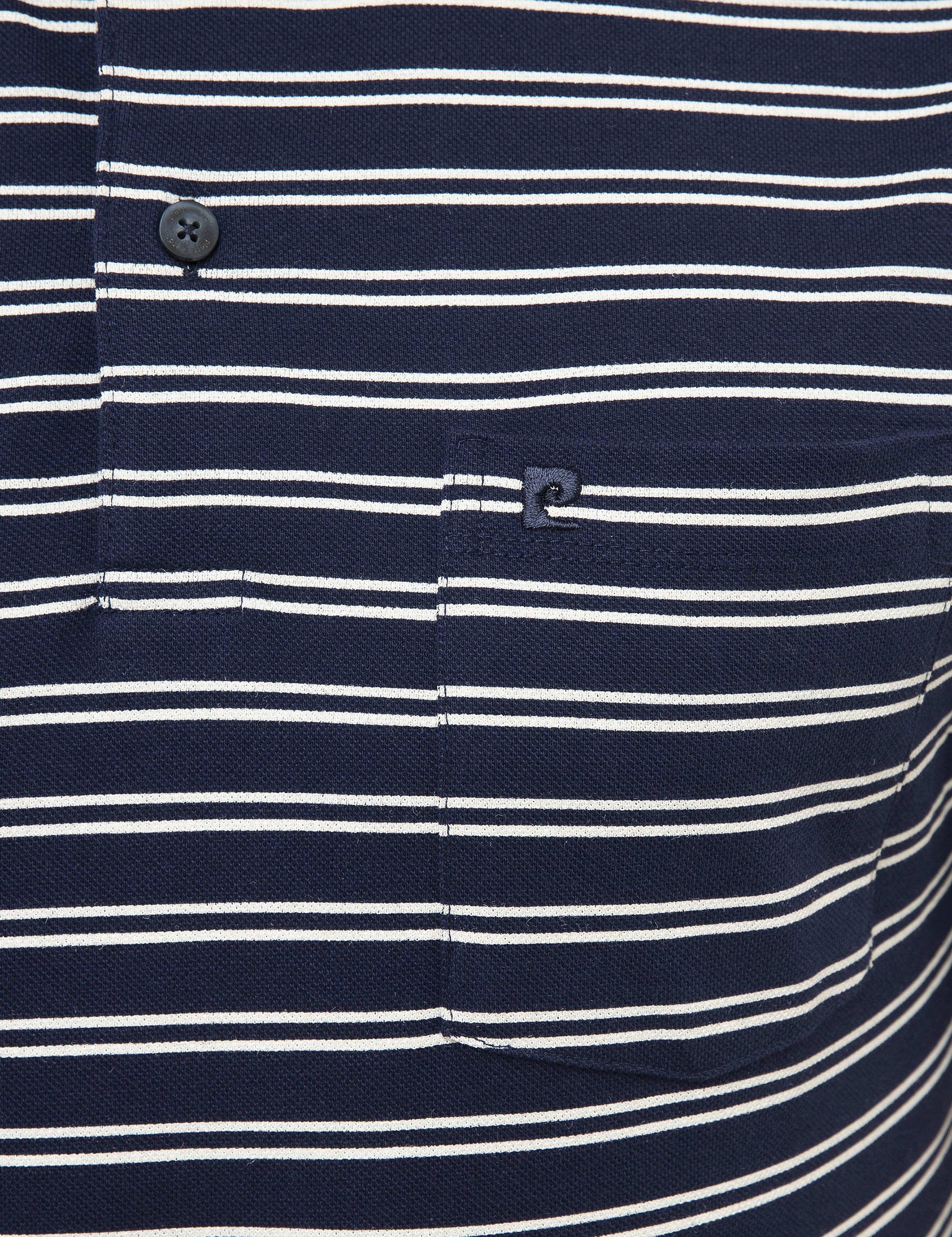 Lacivert Regular Fit Çizgili Polo Yaka Tişört