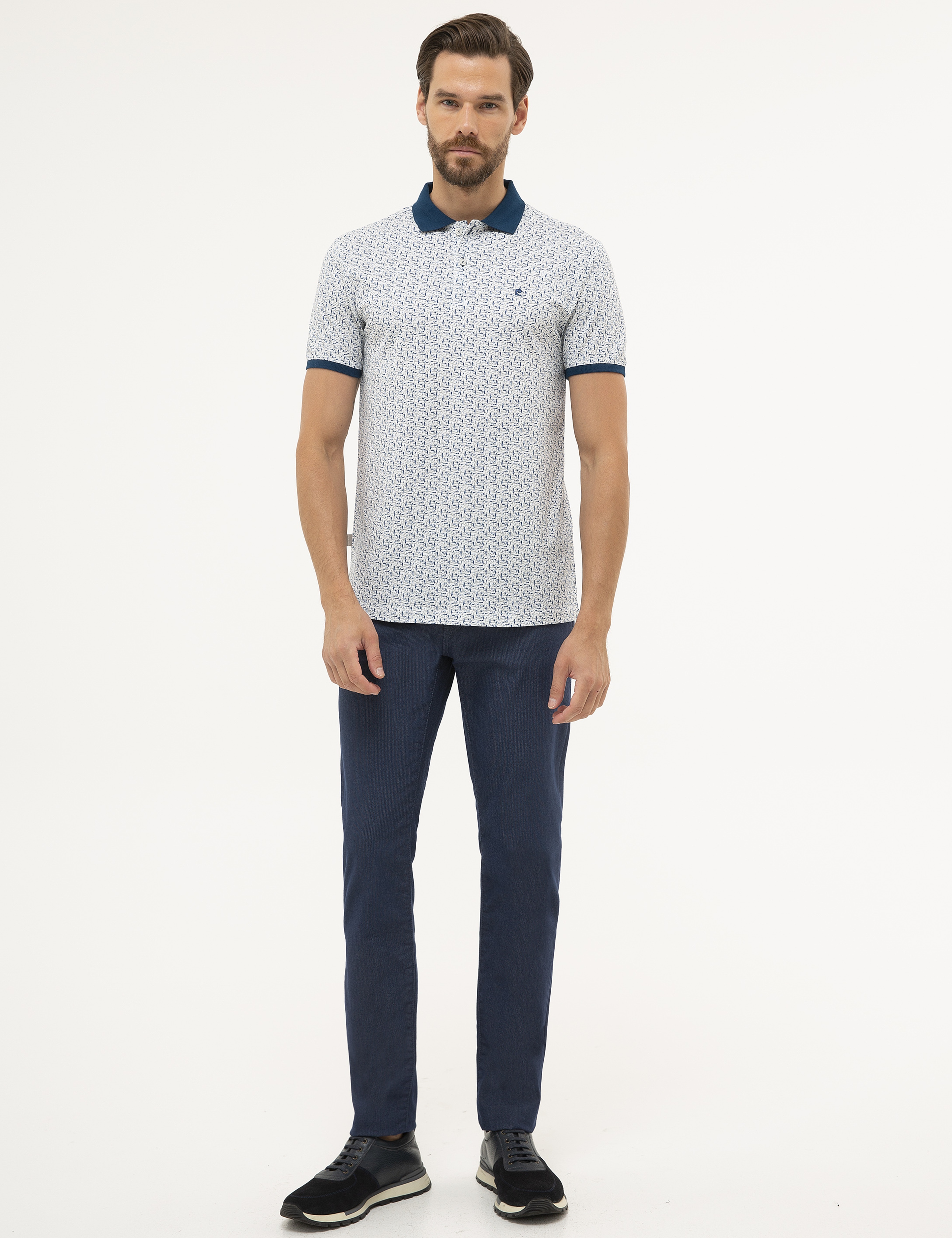 Beyaz Slim Fit Polo Yaka T-Shirt - Image 4