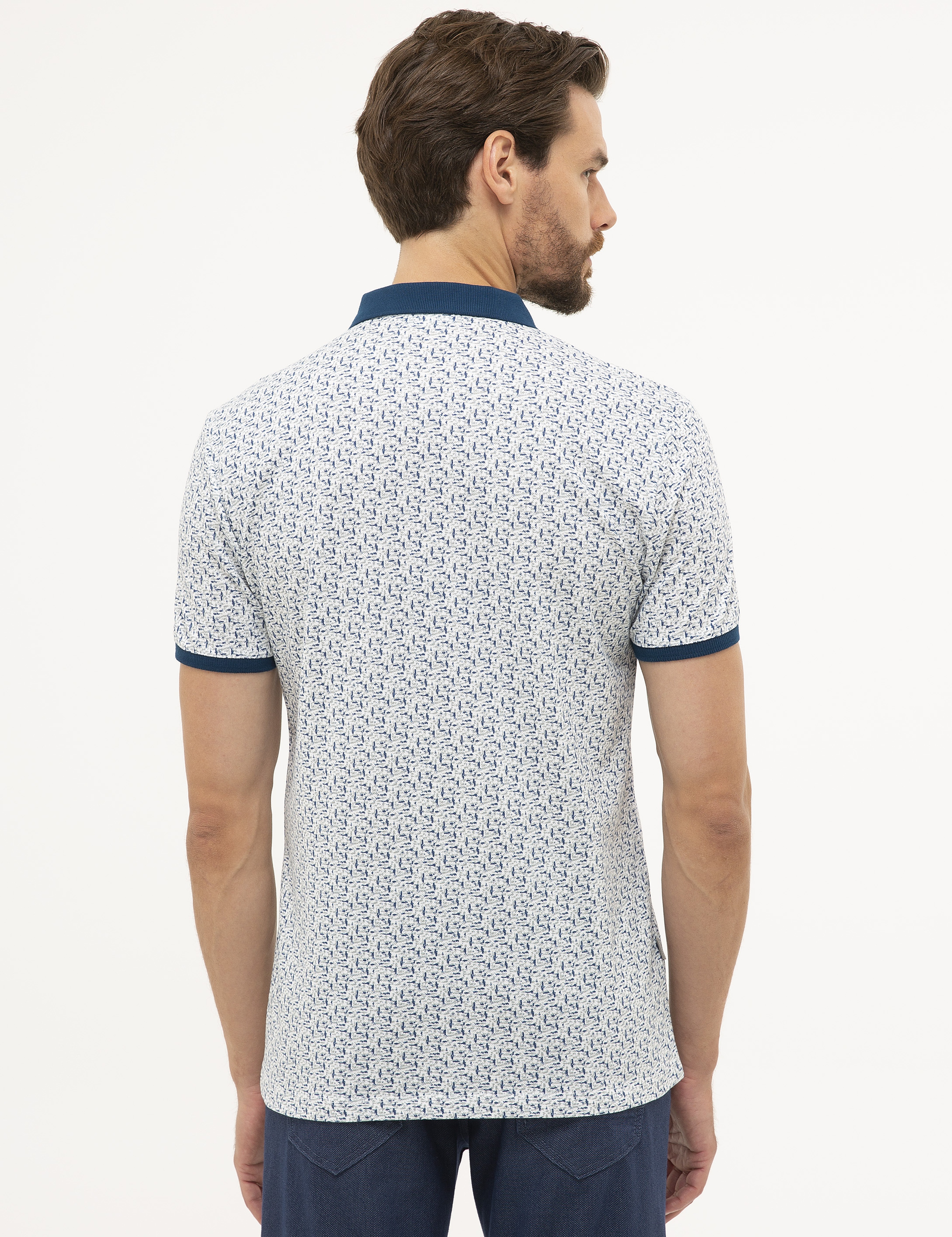 Beyaz Slim Fit Polo Yaka T-Shirt - Image 3