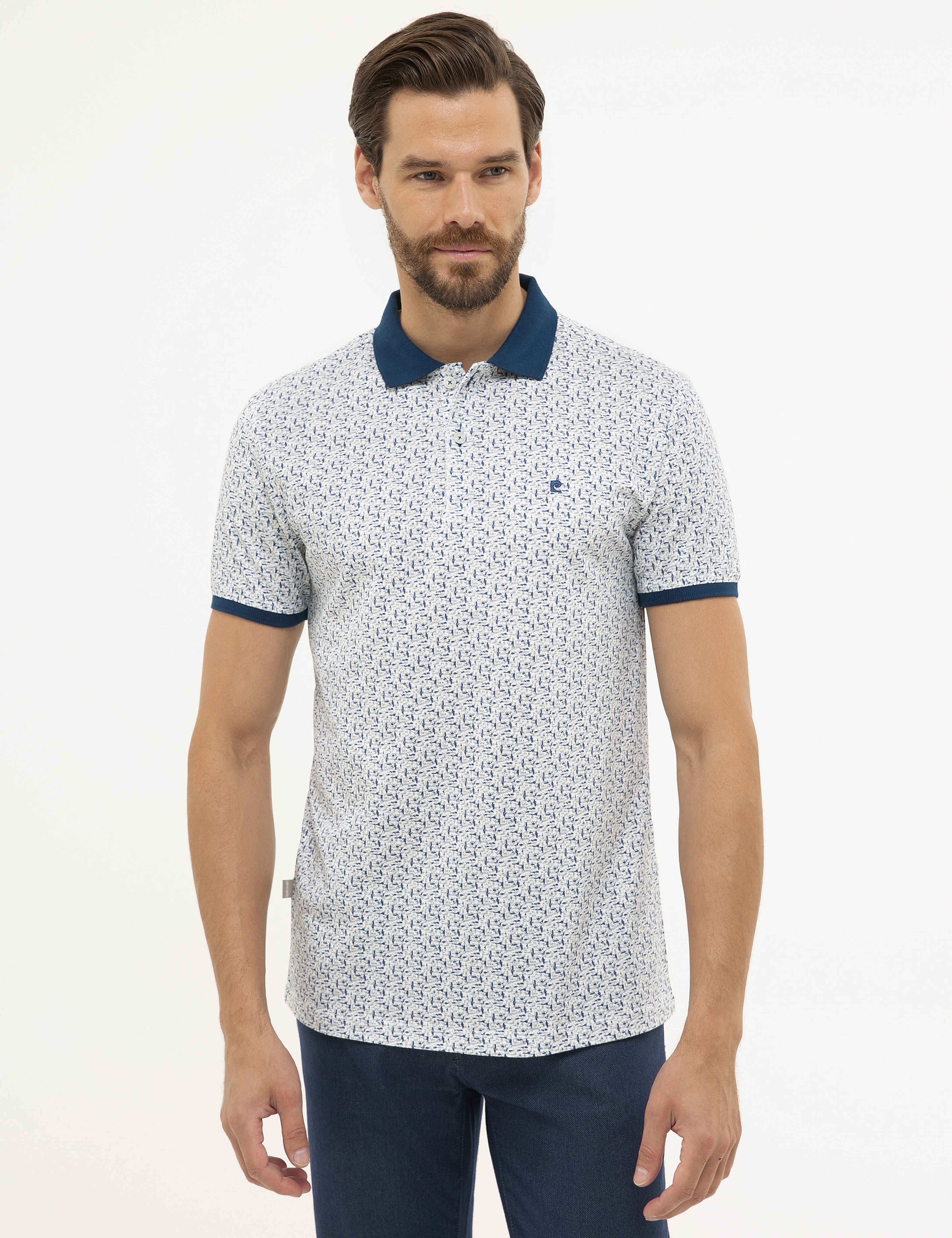 Beyaz Slim Fit Polo Yaka T-Shirt - Image 1