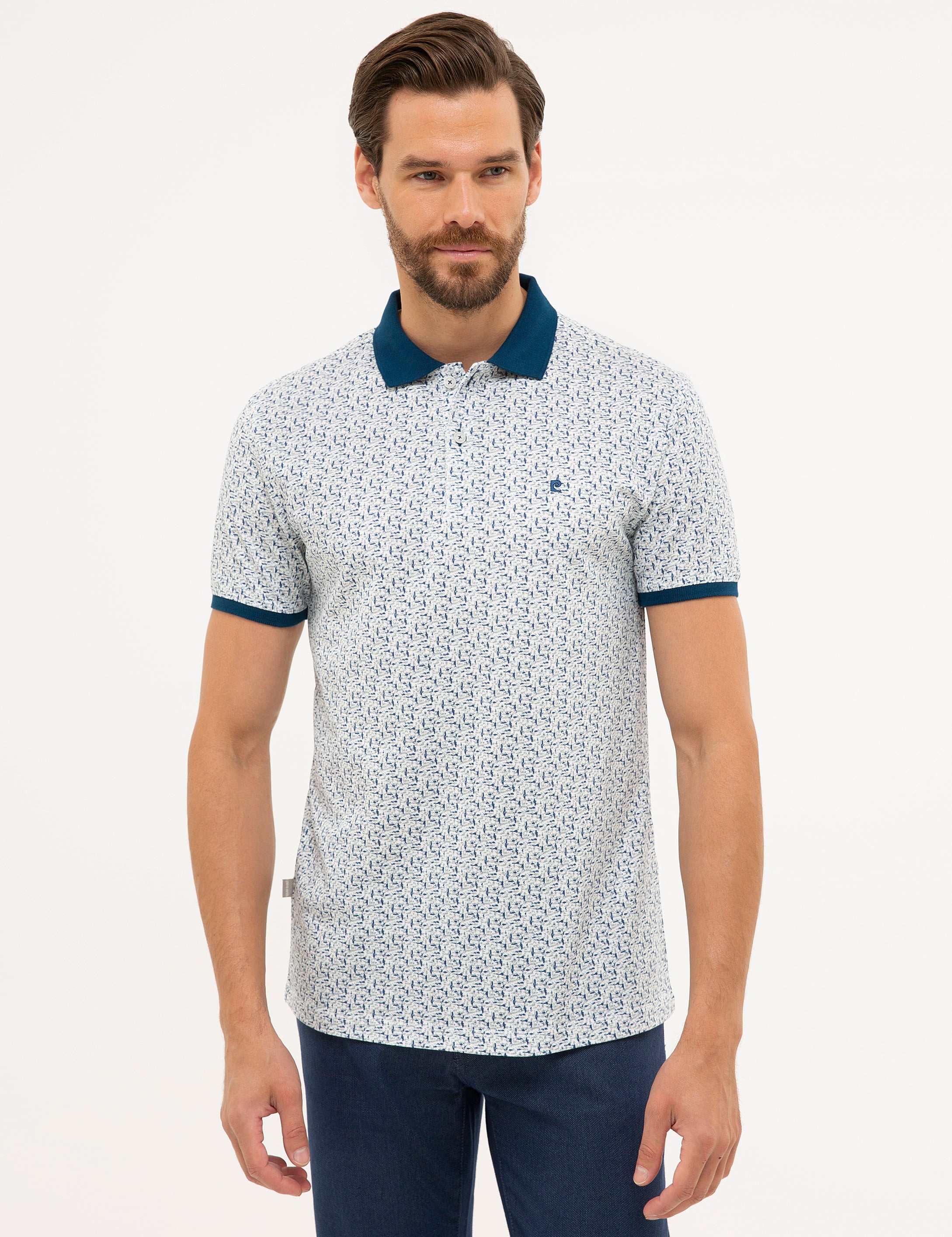 Beyaz Slim Fit Polo Yaka T-Shirt