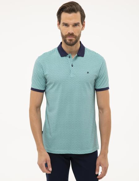 Lacivert Slim Fit Desenli Polo Yaka Tişört - 50226920015