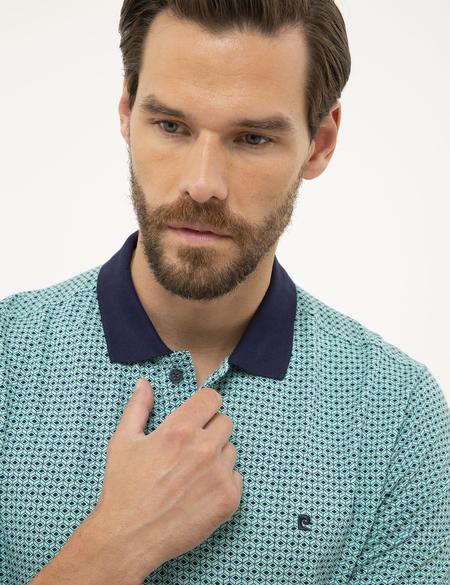 Lacivert Slim Fit Desenli Polo Yaka Tişört - 50226920015