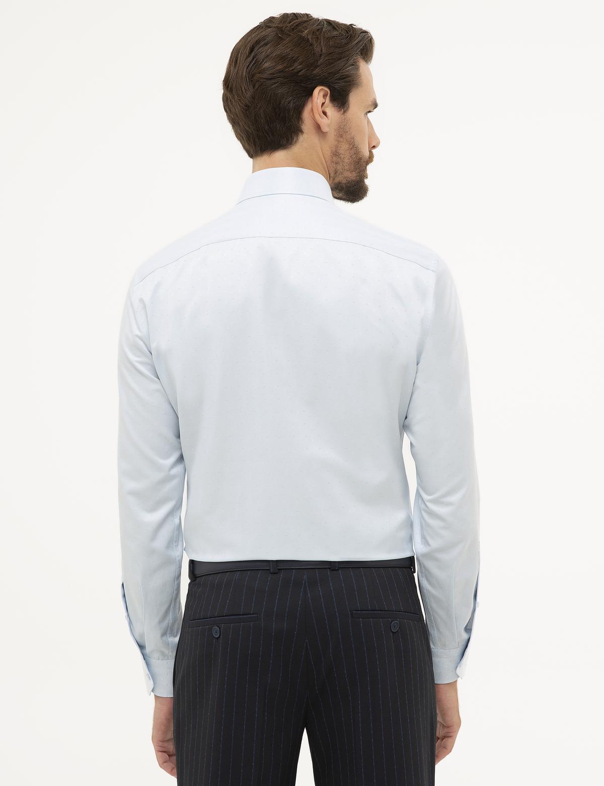 Açık Mavi Slim Fit Armürlü Gömlek - 50227478005