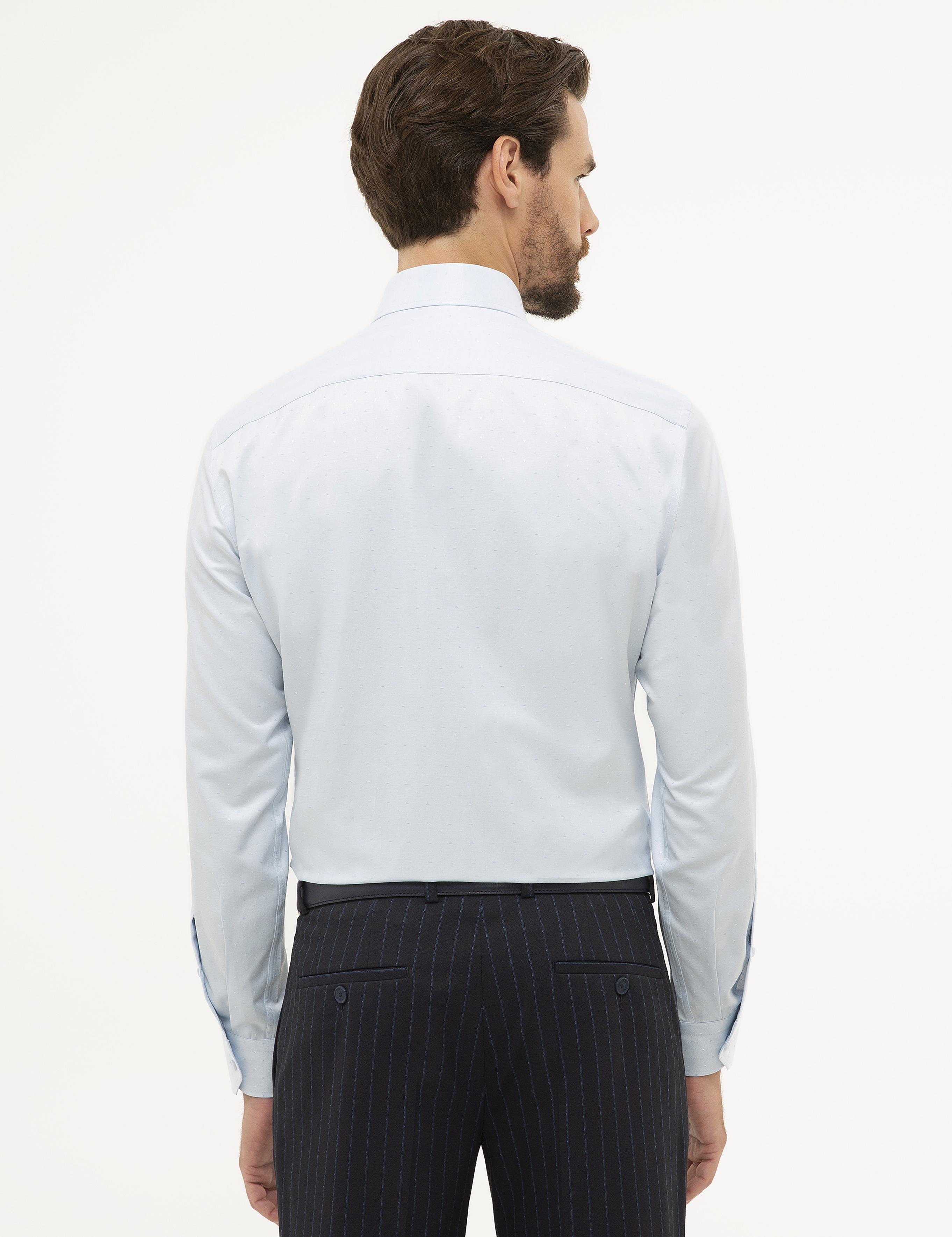 Açık Mavi Slim Fit Armürlü Gömlek