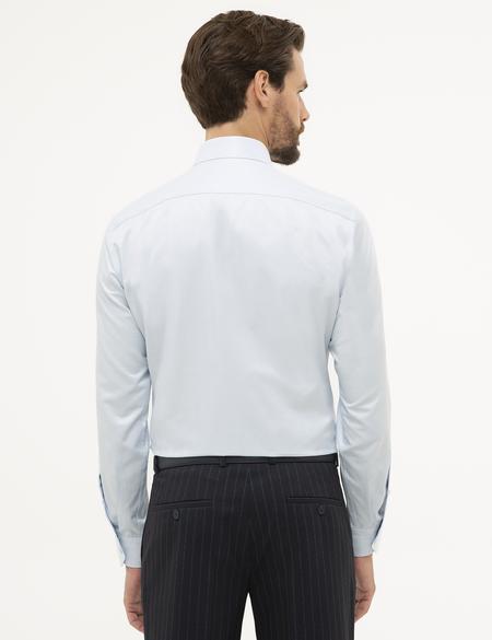 Açık Mavi Slim Fit Armürlü Gömlek - 50227478005
