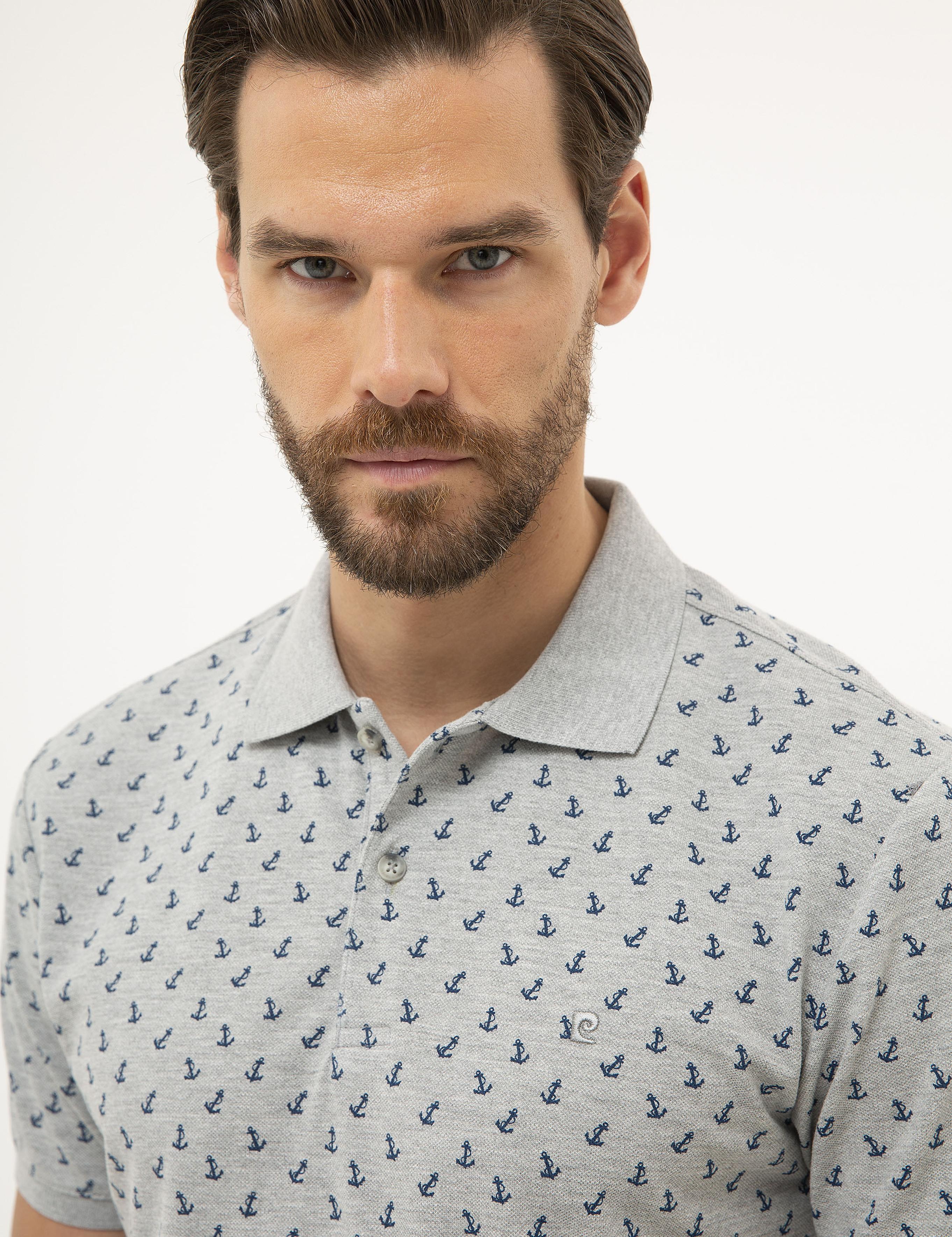 Gri Melanj Slim Fit Polo Yaka Tişört