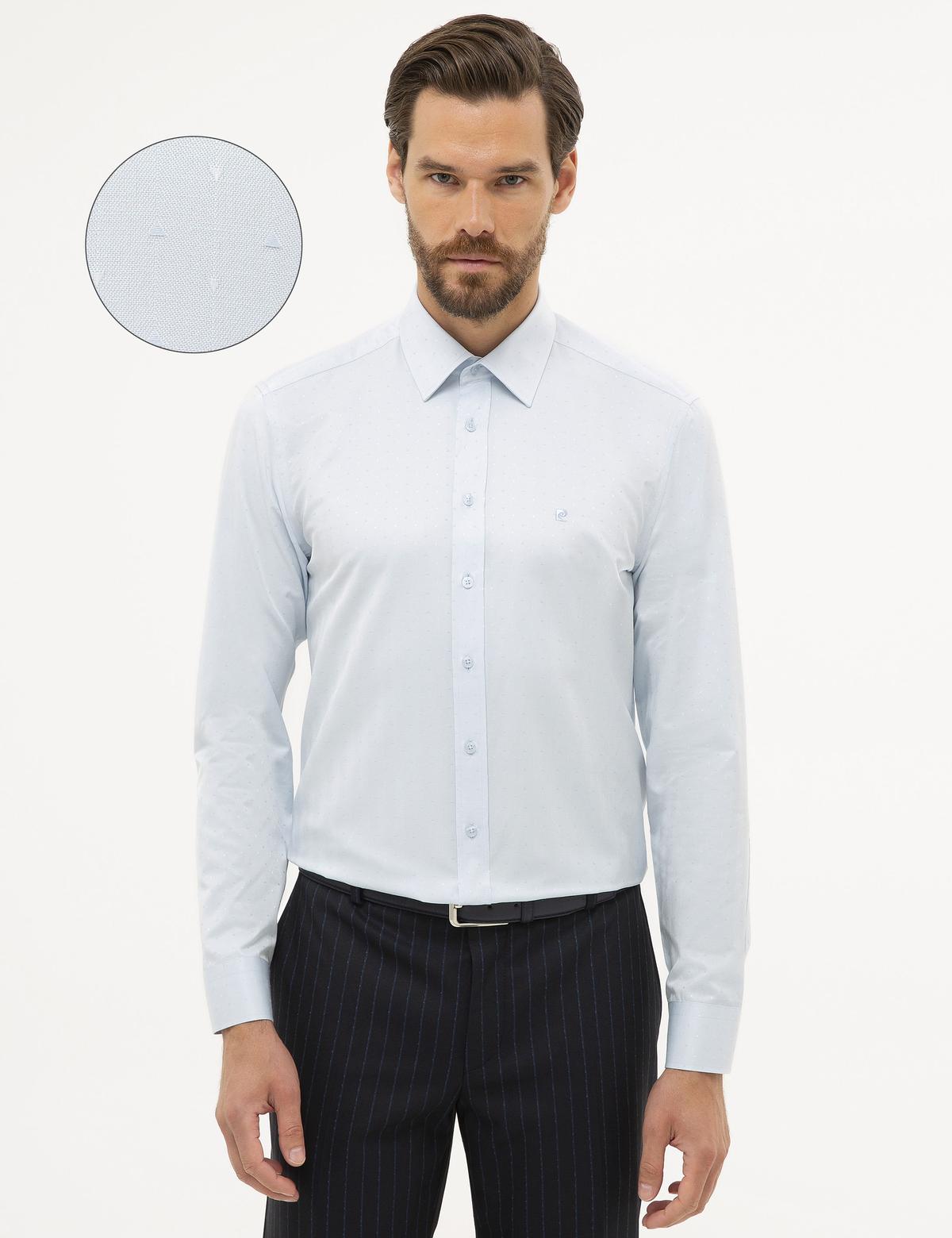 Açık Mavi Slim Fit Armürlü Gömlek