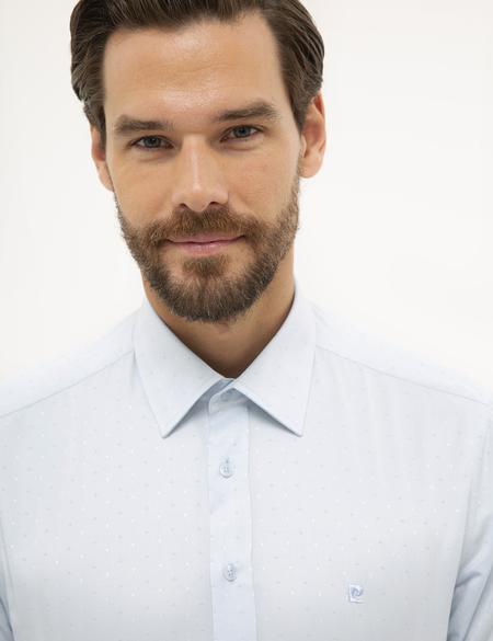 Açık Mavi Slim Fit Armürlü Gömlek - 50227478005