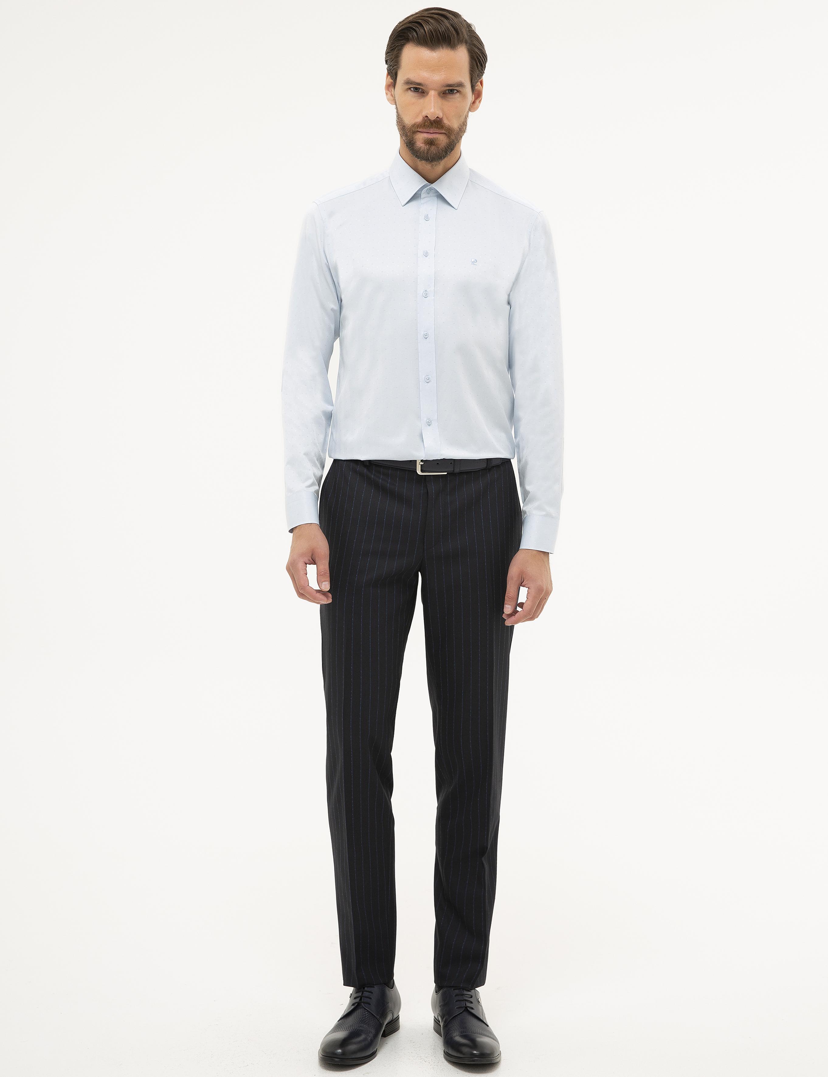 Açık Mavi Slim Fit Armürlü Gömlek