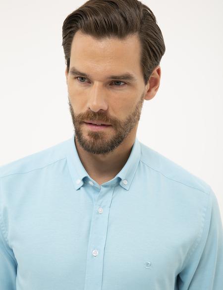 Petrol Mavi Slim Fit Oxford Gömlek - 50231259042