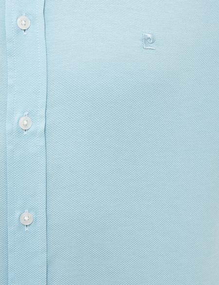 Petrol Mavi Slim Fit Oxford Gömlek - 50231259042