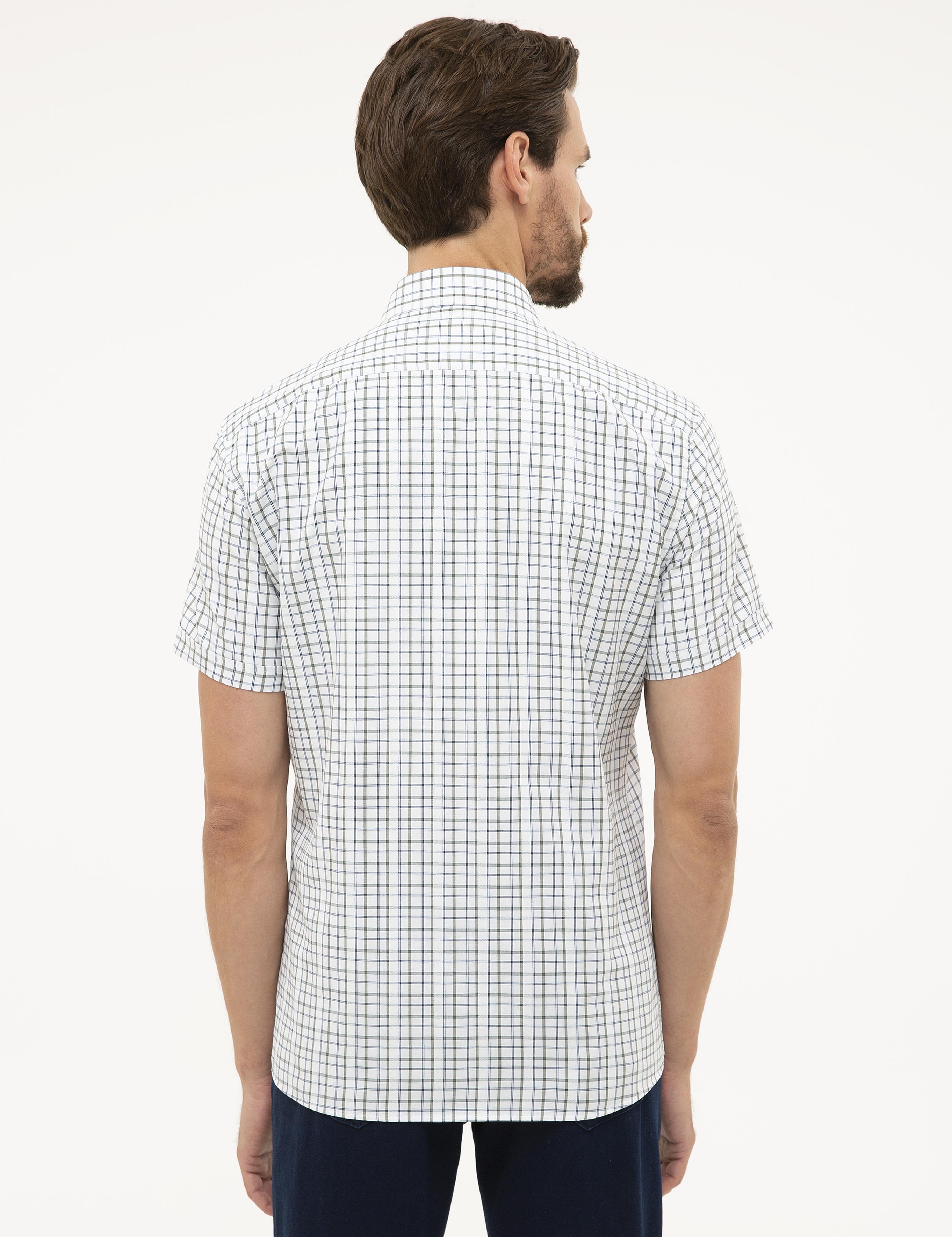 Yeşil Detaylı Regular Fit Kısa Kollu Gömlek