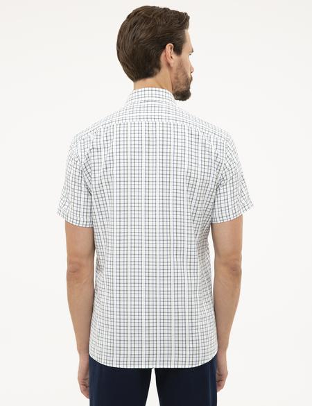 Yeşil Detaylı Regular Fit Kısa Kollu Gömlek - 50227431026