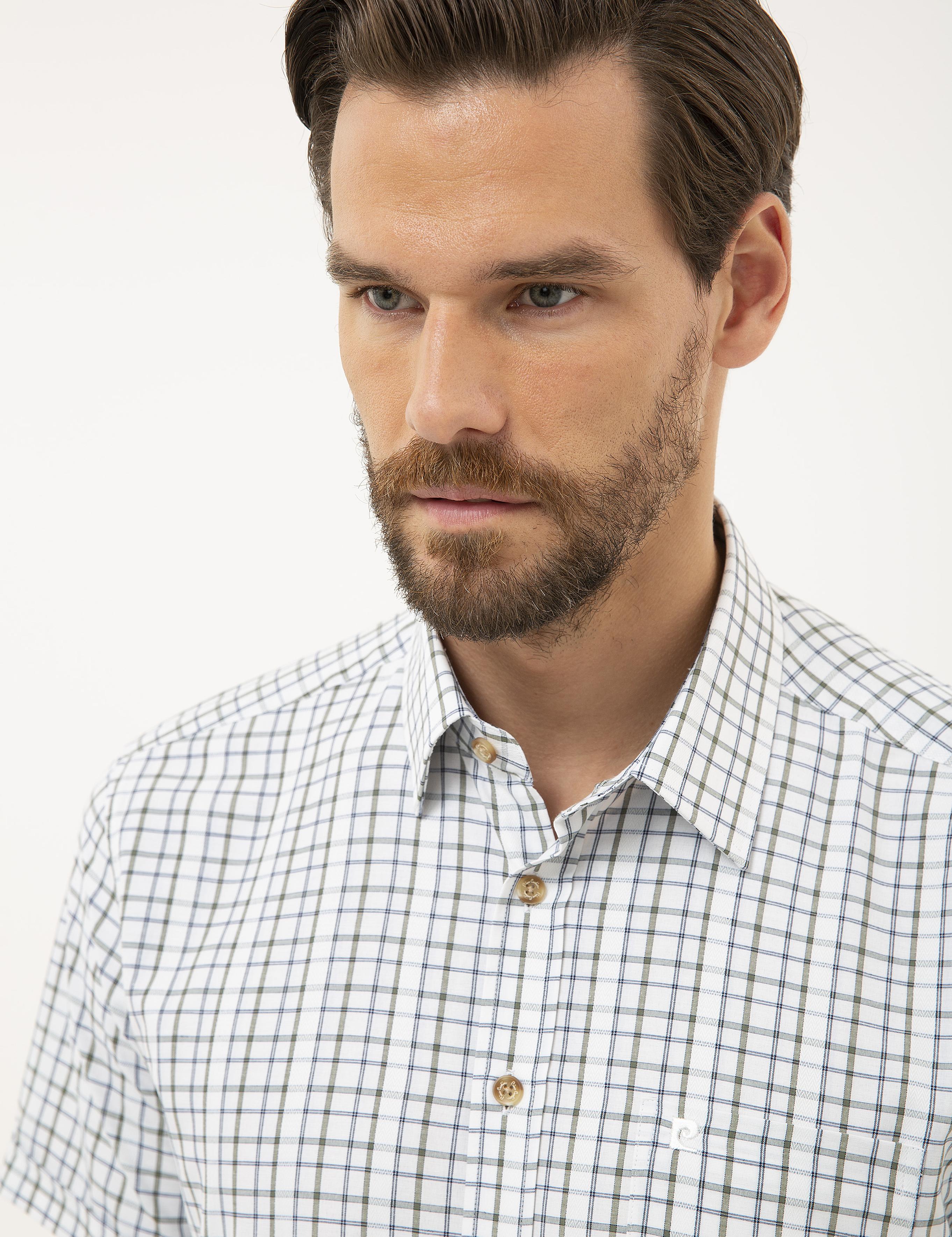 Yeşil Detaylı Regular Fit Kısa Kollu Gömlek