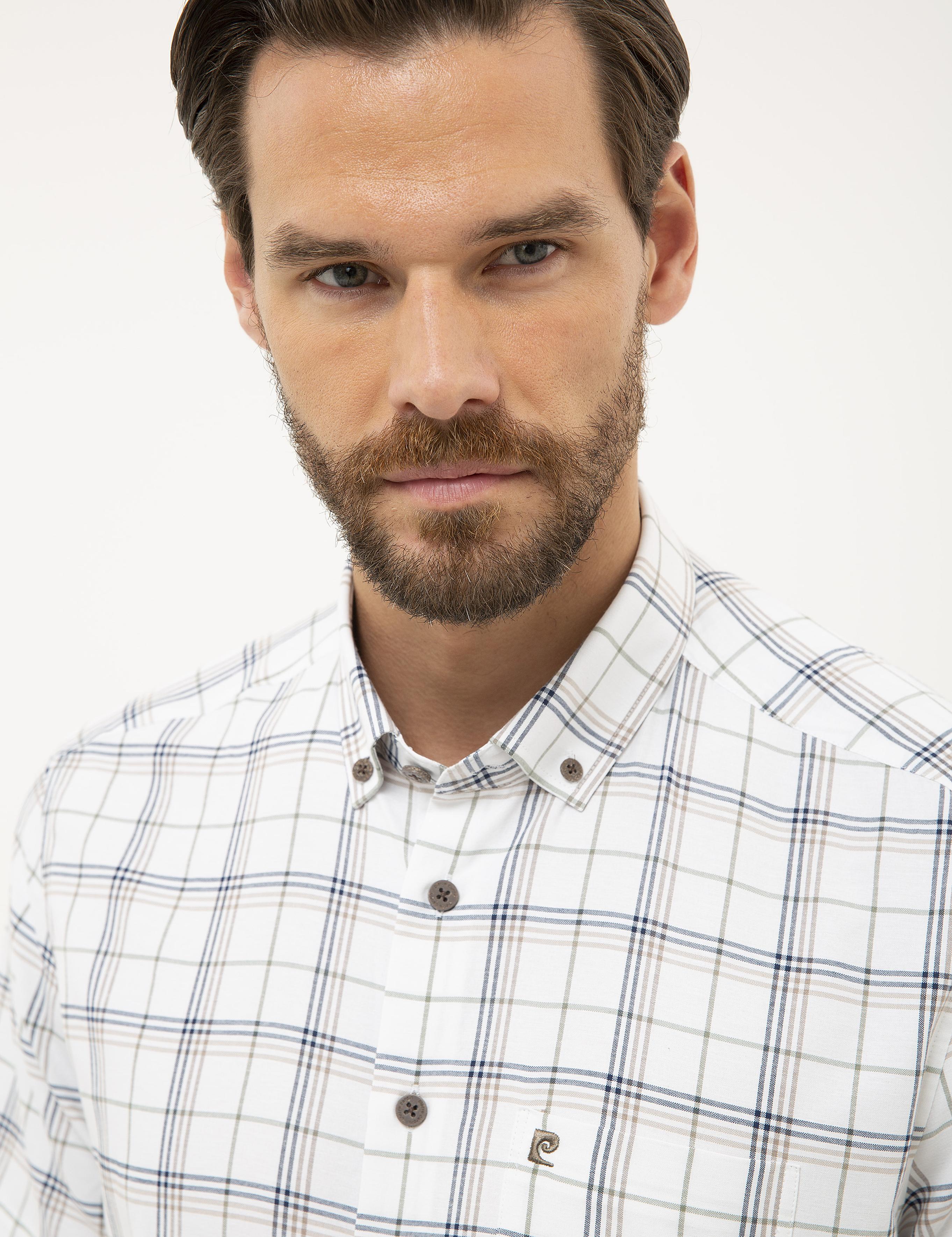 Kahverengi Detaylı Regular Fit Kısa Kollu Gömlek