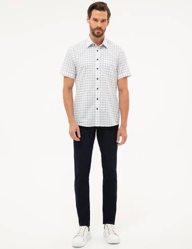 Lacivert Regular Fit Kısa Kollu Gömlek