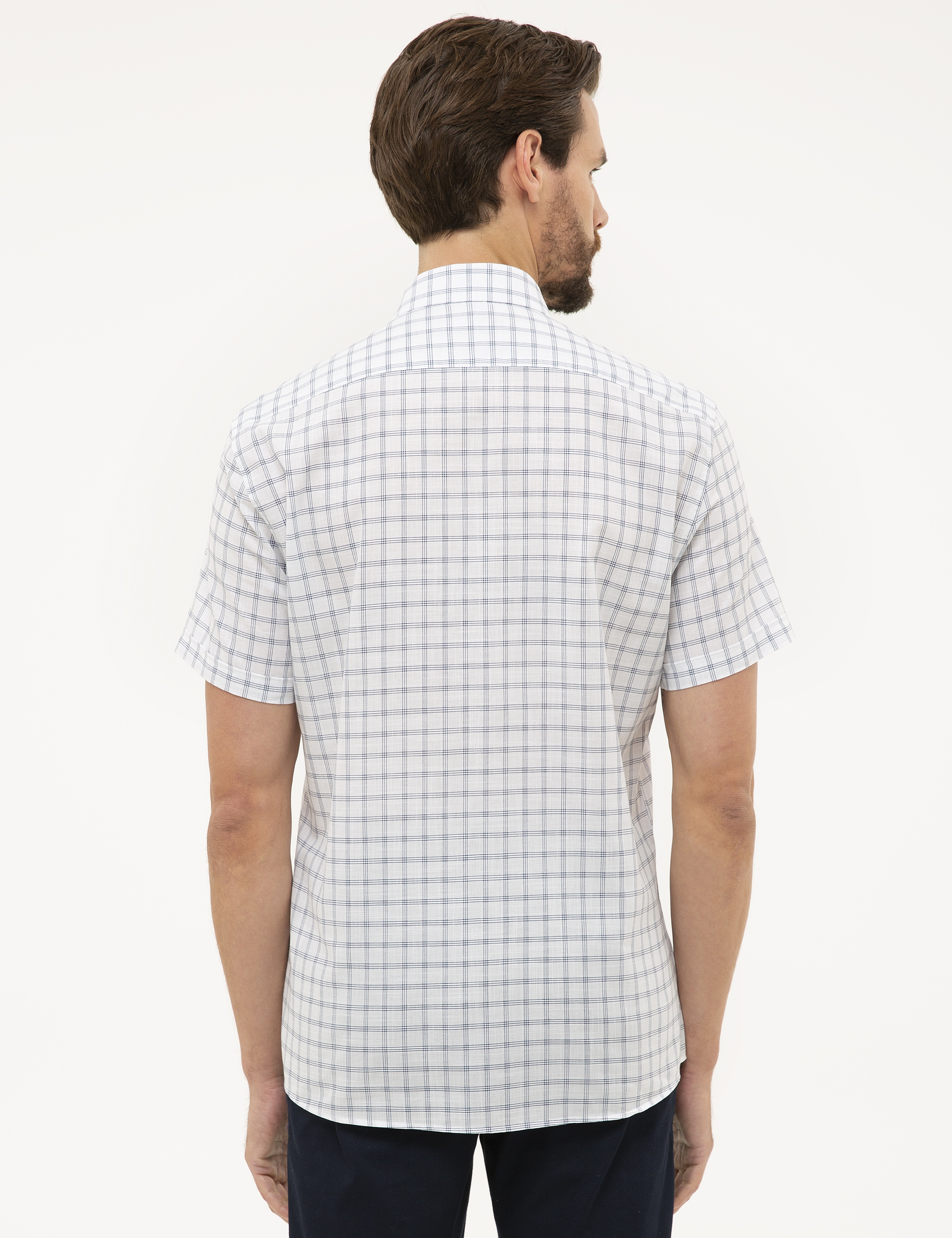 Lacivert Regular Fit Kısa Kollu Gömlek - Image 3