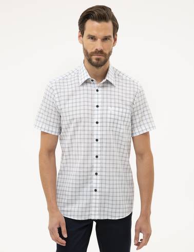 Lacivert Regular Fit Kısa Kollu Gömlek