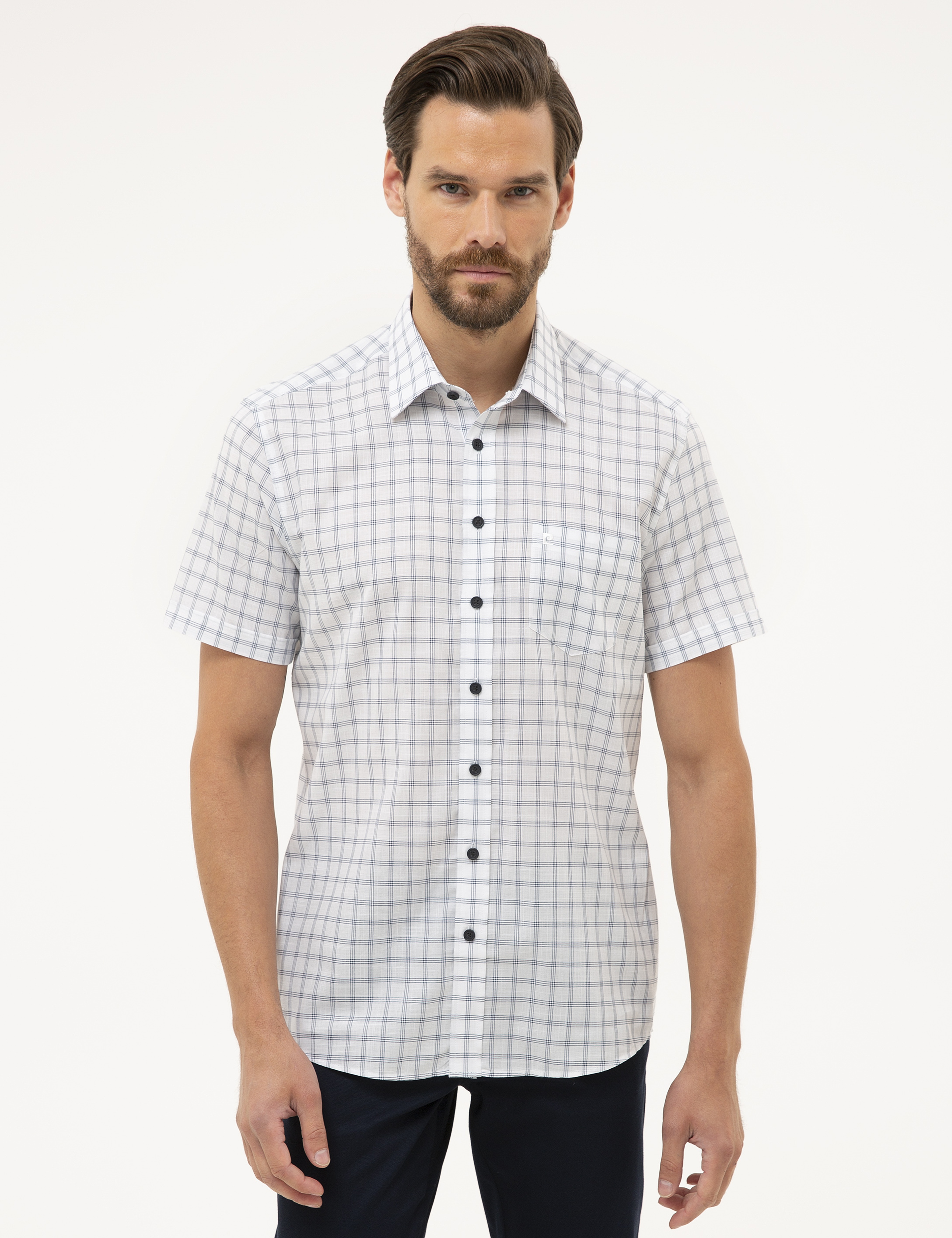 Lacivert Regular Fit Kısa Kollu Gömlek - Image 1