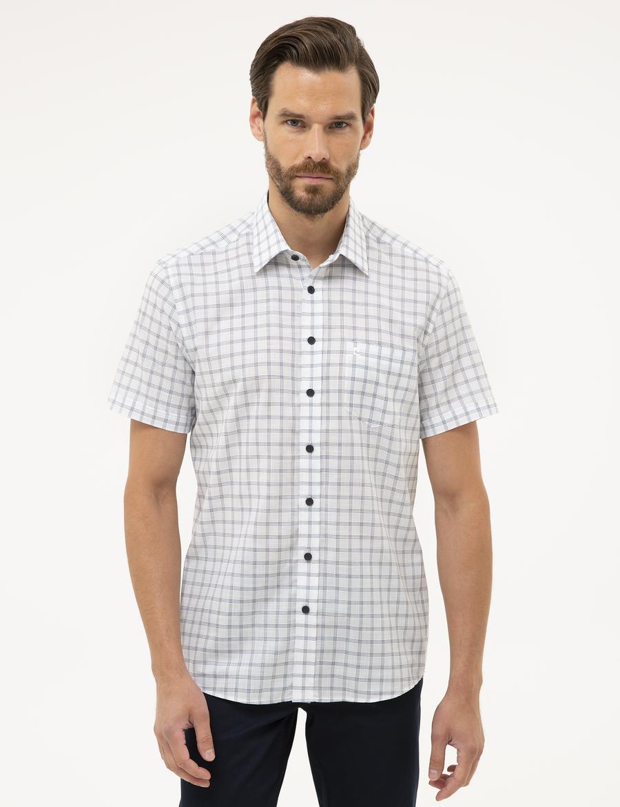 Lacivert Regular Fit Kısa Kollu Gömlek