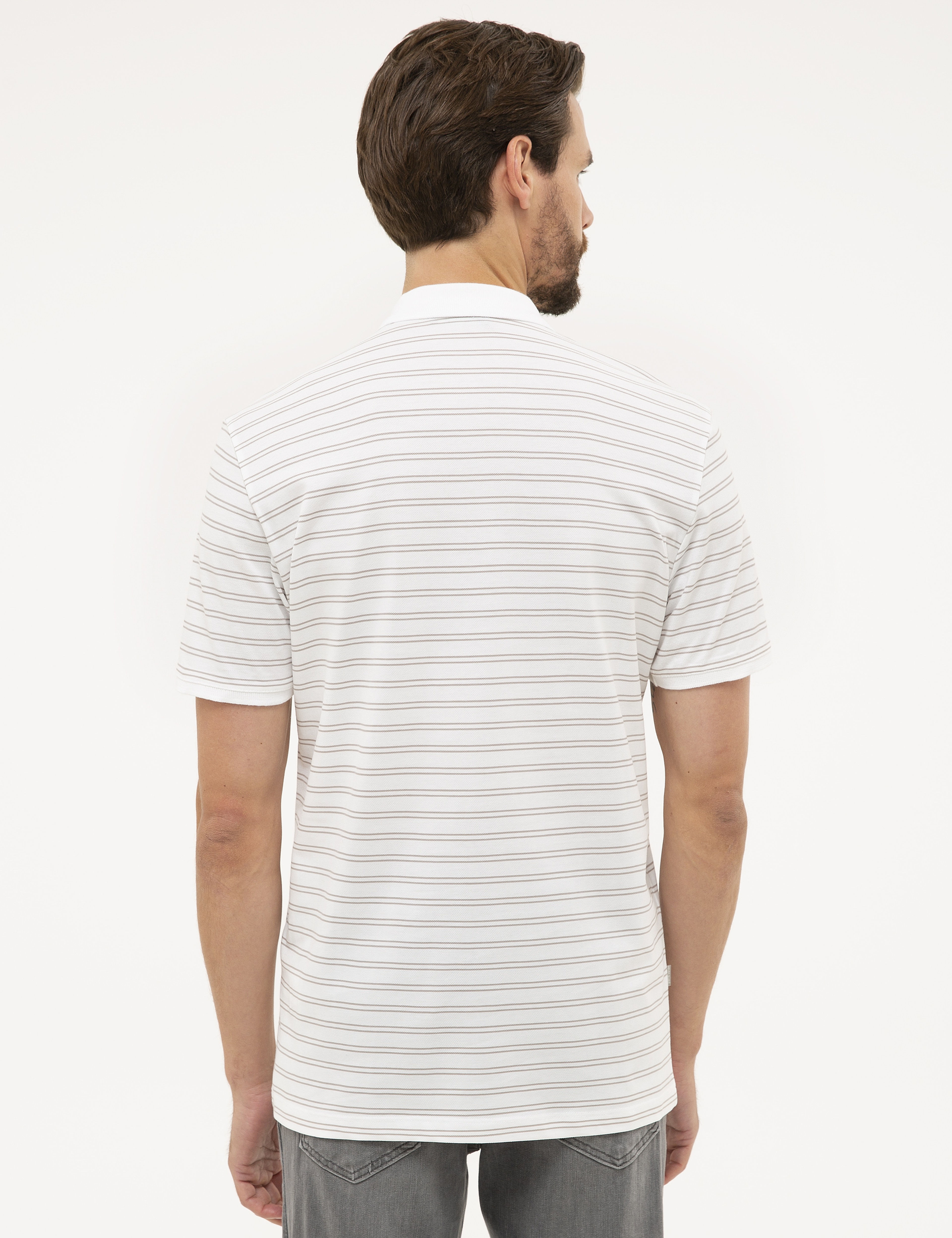 Beyaz Regular Fit Polo Yaka Tişört - Image 3