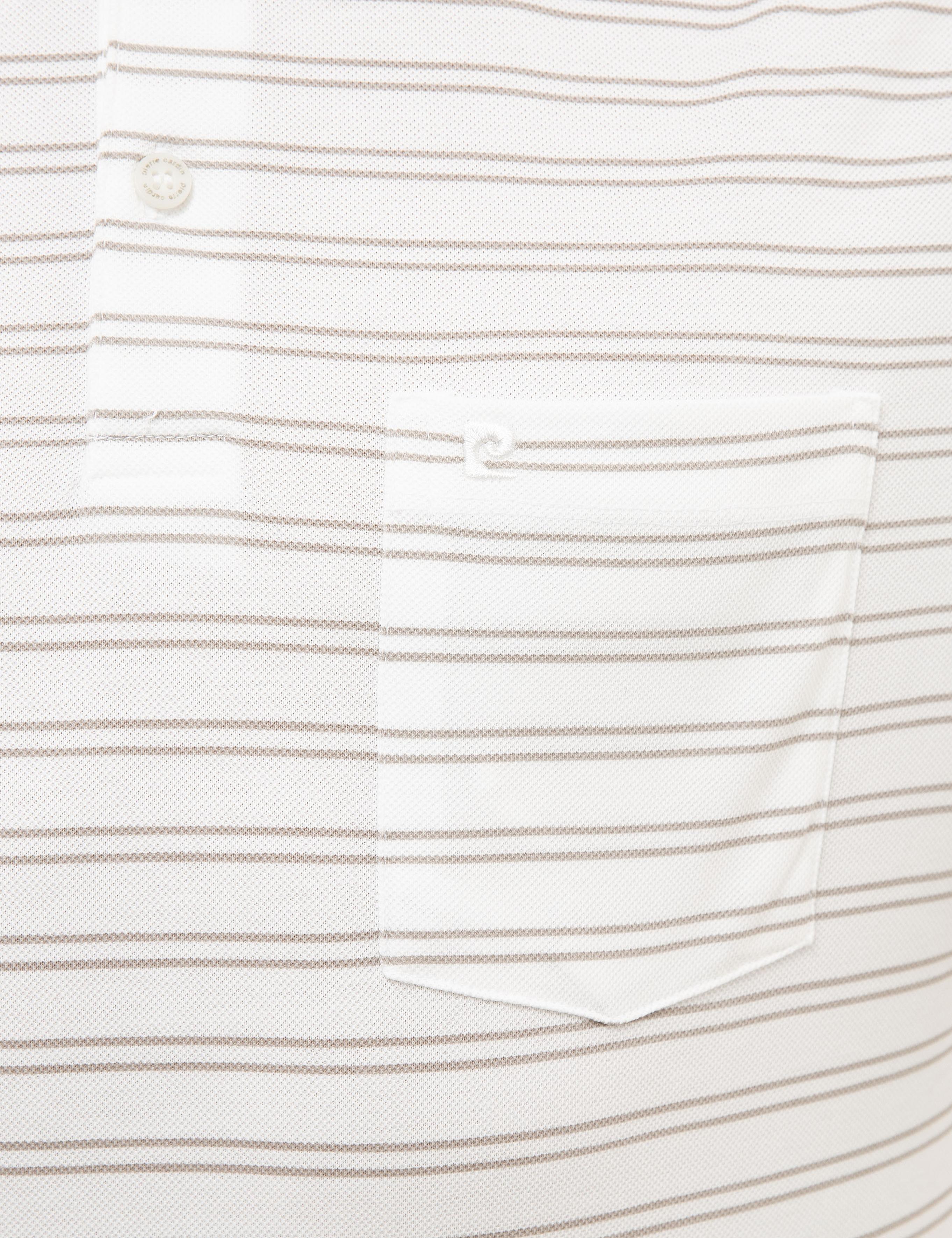 Beyaz Regular Fit Çizgili Polo Yaka Tişört