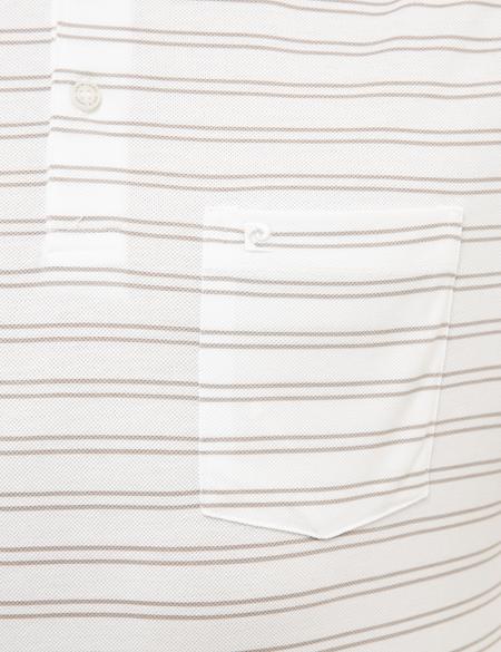 Beyaz Regular Fit Çizgili Polo Yaka Tişört - 50226911007