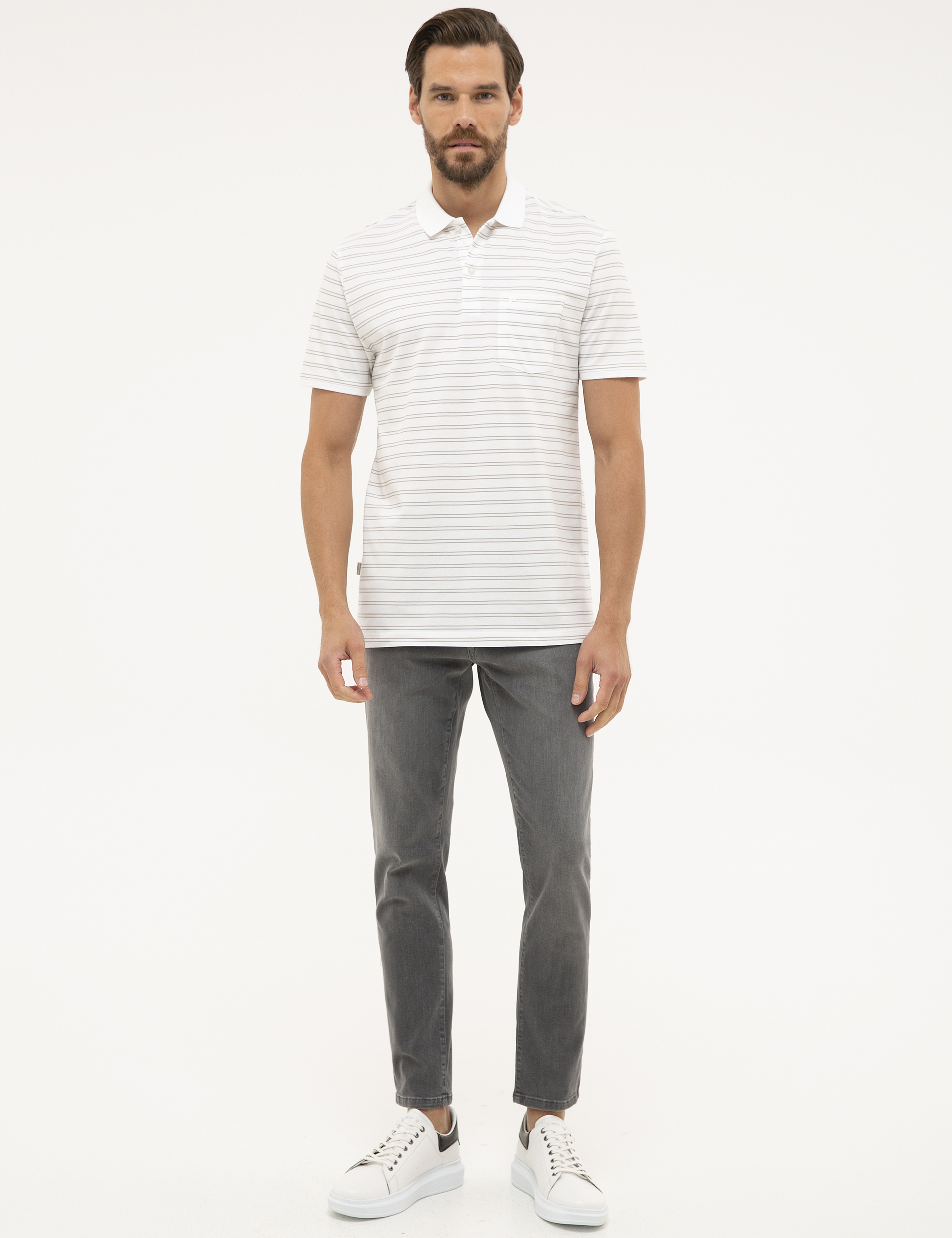 Beyaz Regular Fit Polo Yaka Tişört