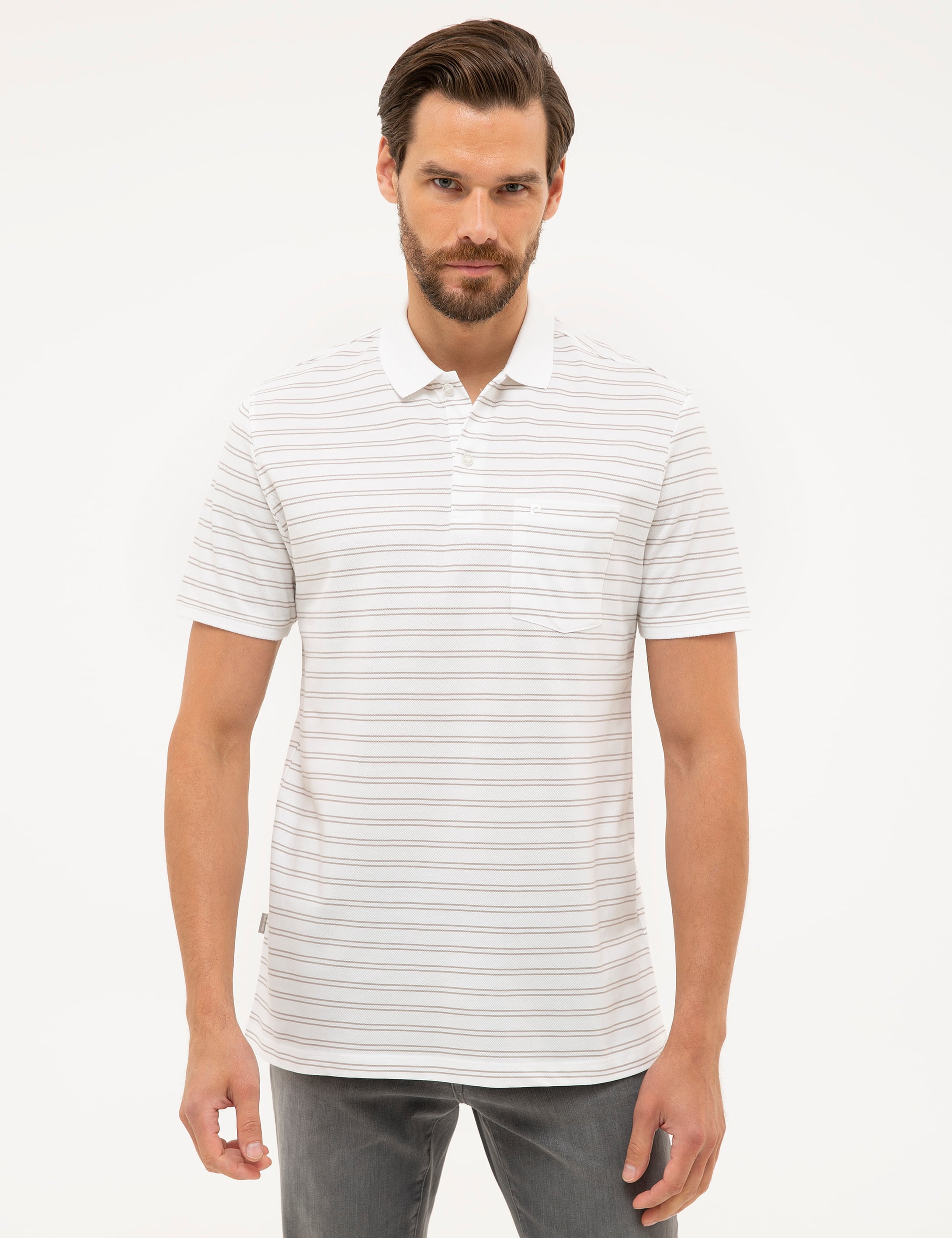 Beyaz Regular Fit Polo Yaka Tişört
