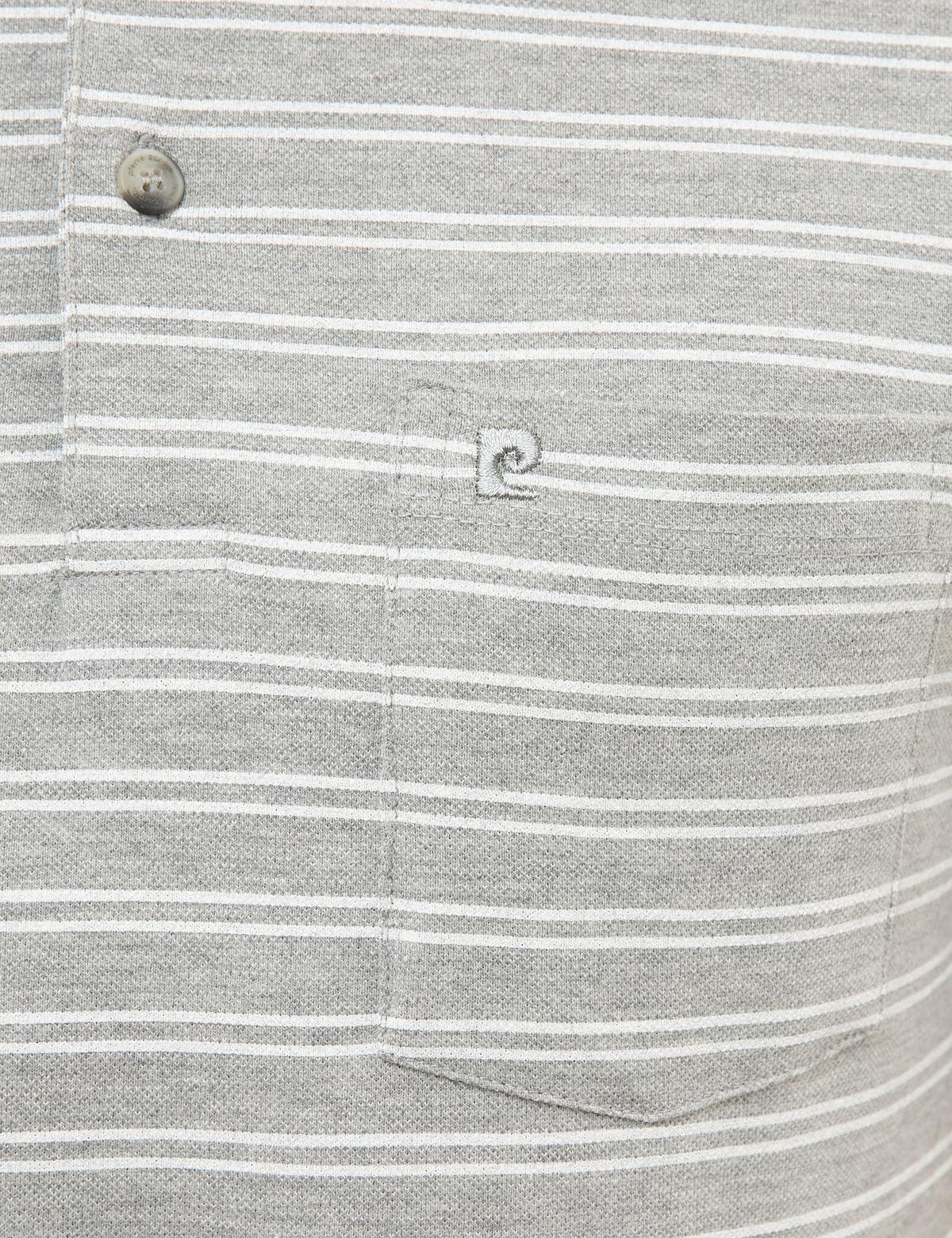 Gri Melanj Regular Fit Çizgili Polo Yaka Tişört - 50226911025