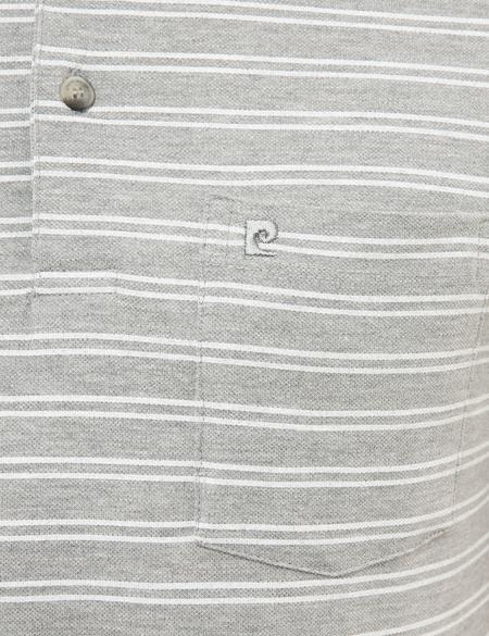 Gri Melanj Regular Fit Çizgili Polo Yaka Tişört - 50226911025