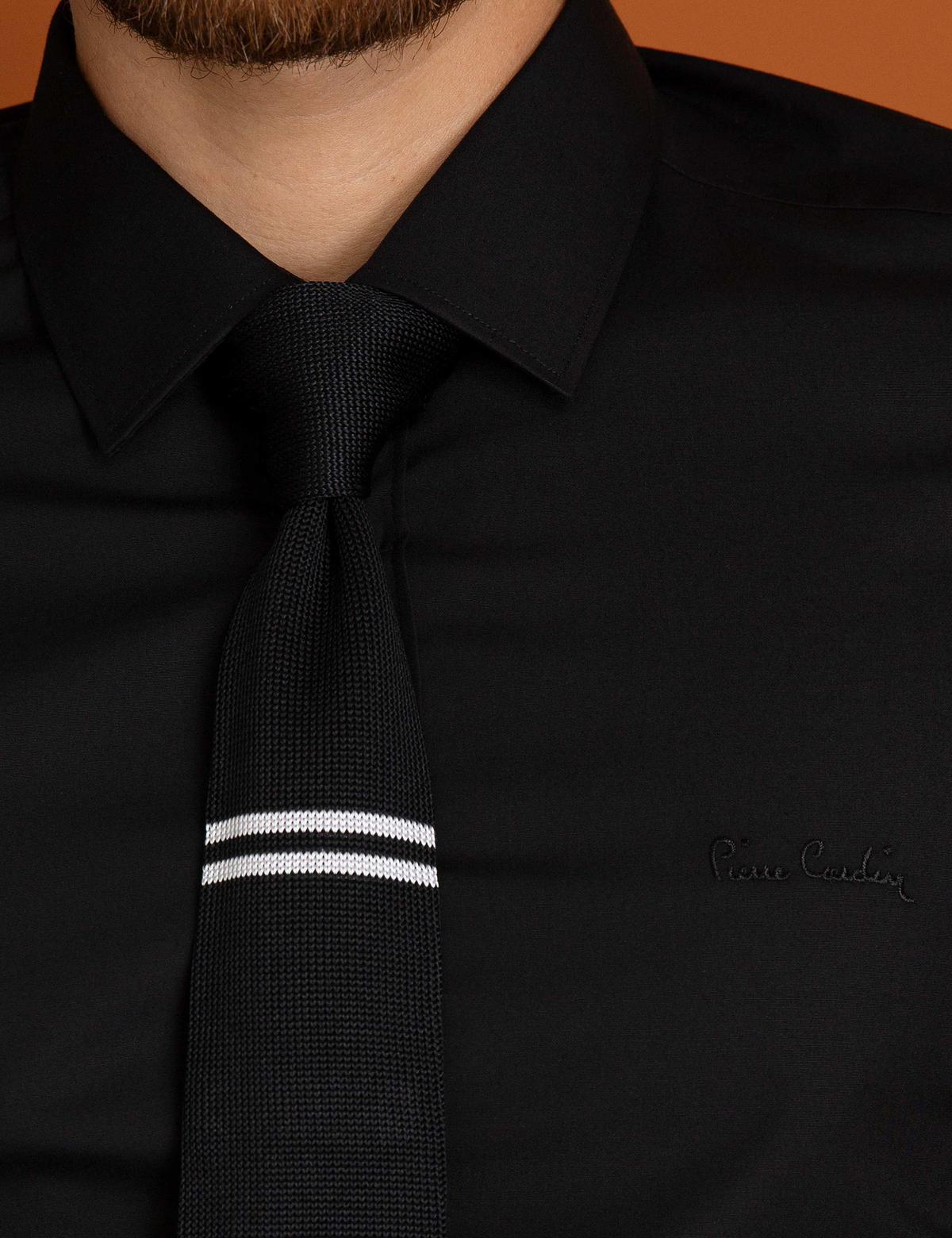 Siyah Slim Fit Uzun Kollu Klasik Gömlek - 50197135017