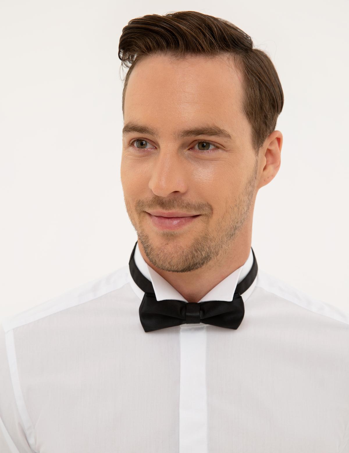 Beyaz Slim Fit Smokin Gömlek - 50223125008