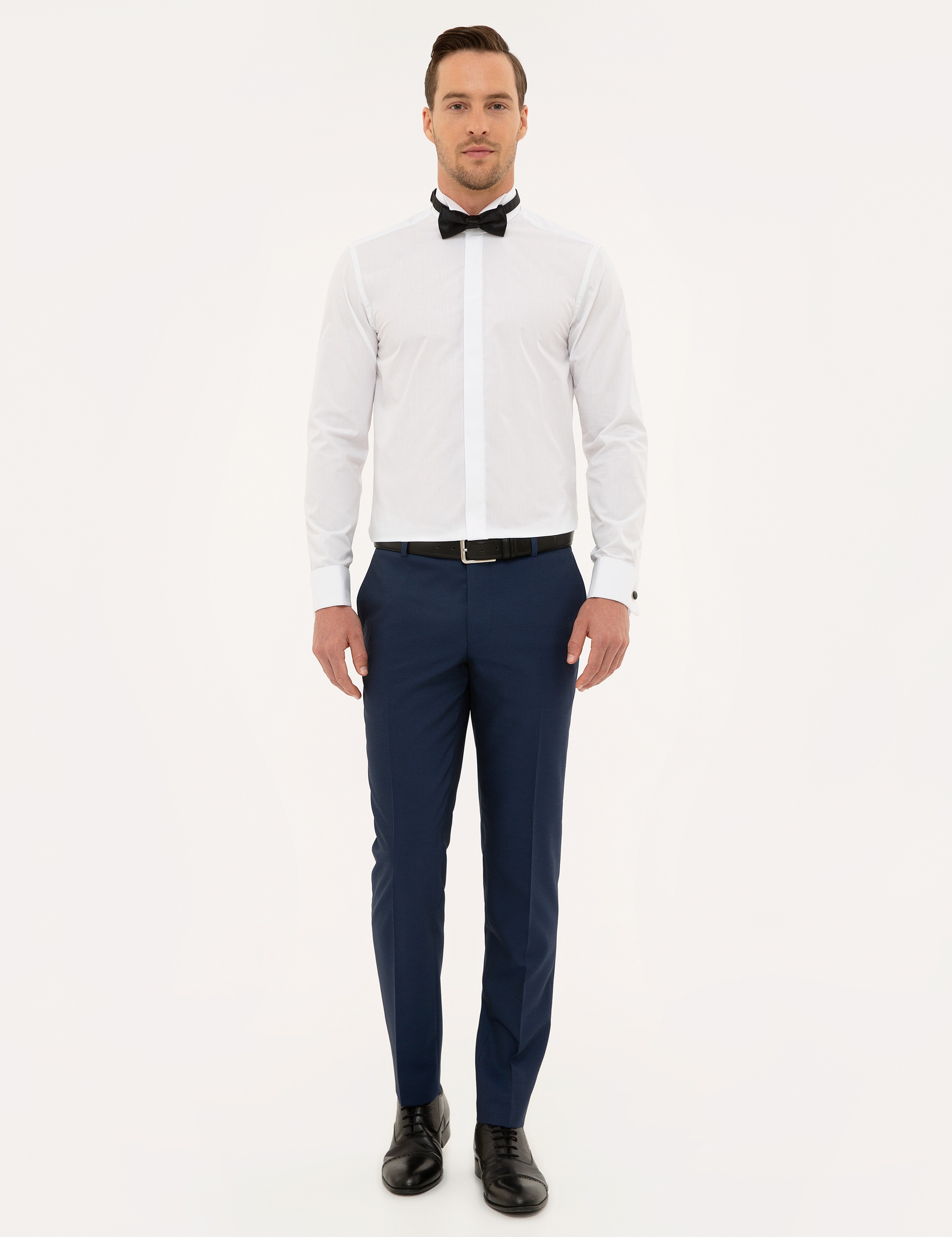 Beyaz Slim Fit Smokin Gömlek - Image 4