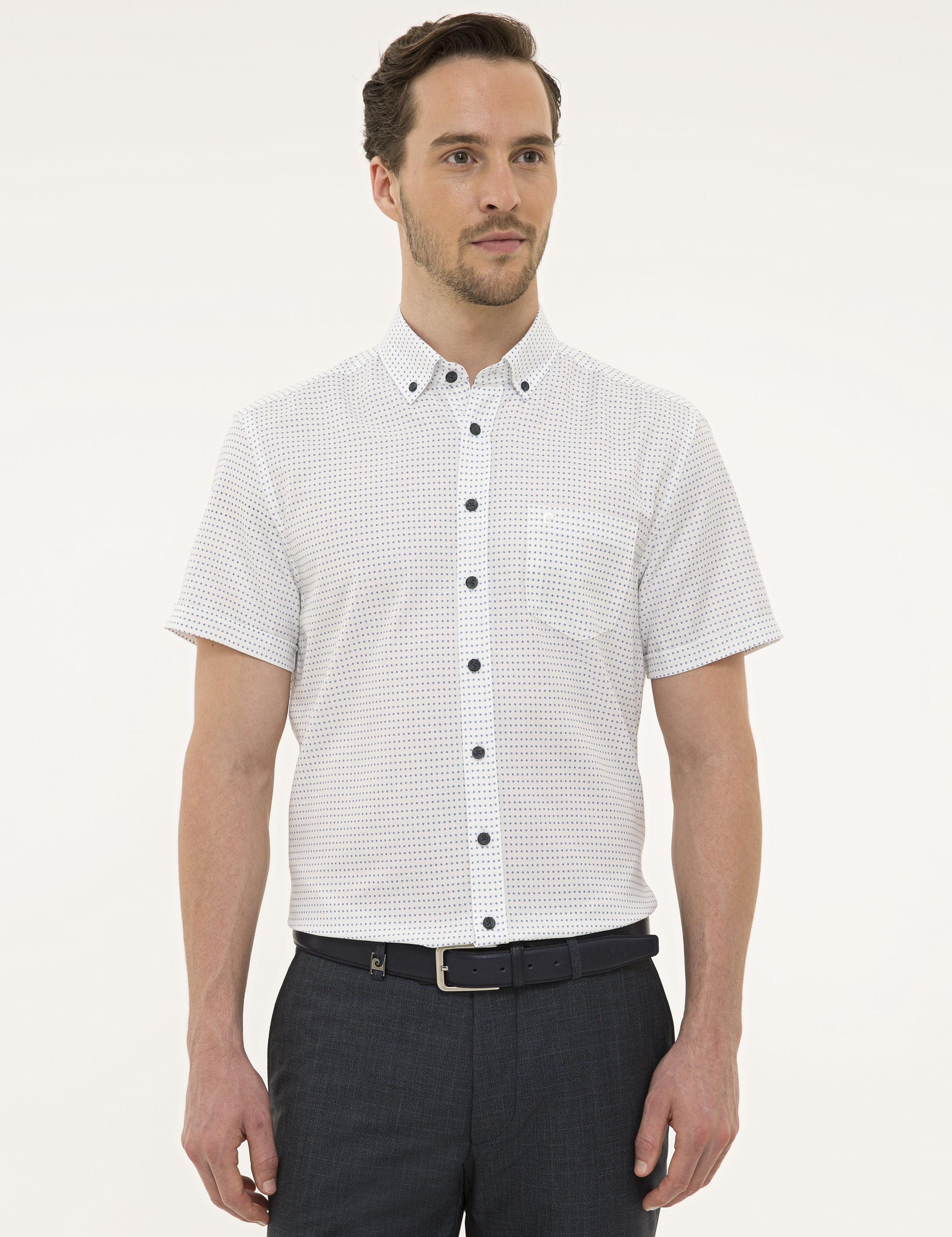 Lacivert Regular Fit Kısa Kollu Gömlek