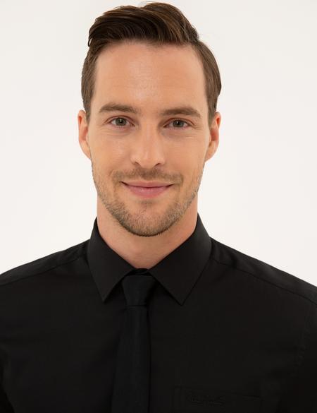 Siyah Regular Fit Kısa Kollu Gömlek - 50223101022