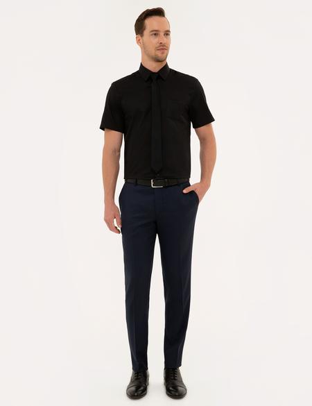 Siyah Regular Fit Kısa Kollu Gömlek - 50223101022