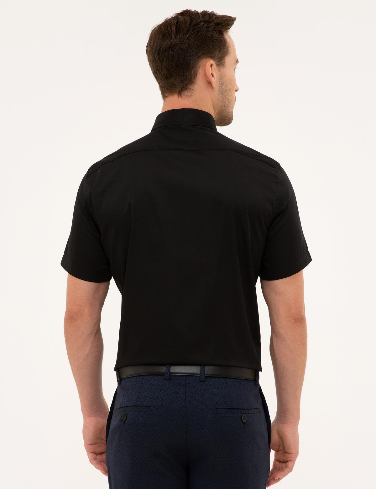 Siyah Regular Fit Kısa Kollu Gömlek - 50223101022