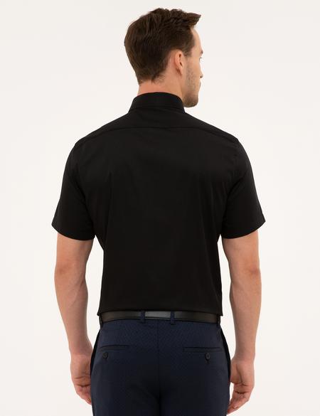 Siyah Regular Fit Kısa Kollu Gömlek - 50223101022