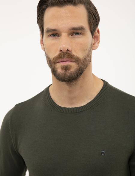 Yeşil Slim Fit Bisiklet Yaka Basic Triko Kazak - 50230805039