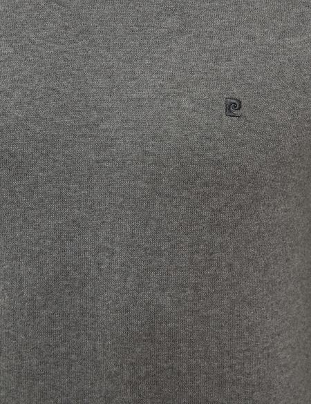 Gri Melanj Slim Fit Bisiklet Yaka Basic Triko Kazak - 50230805049