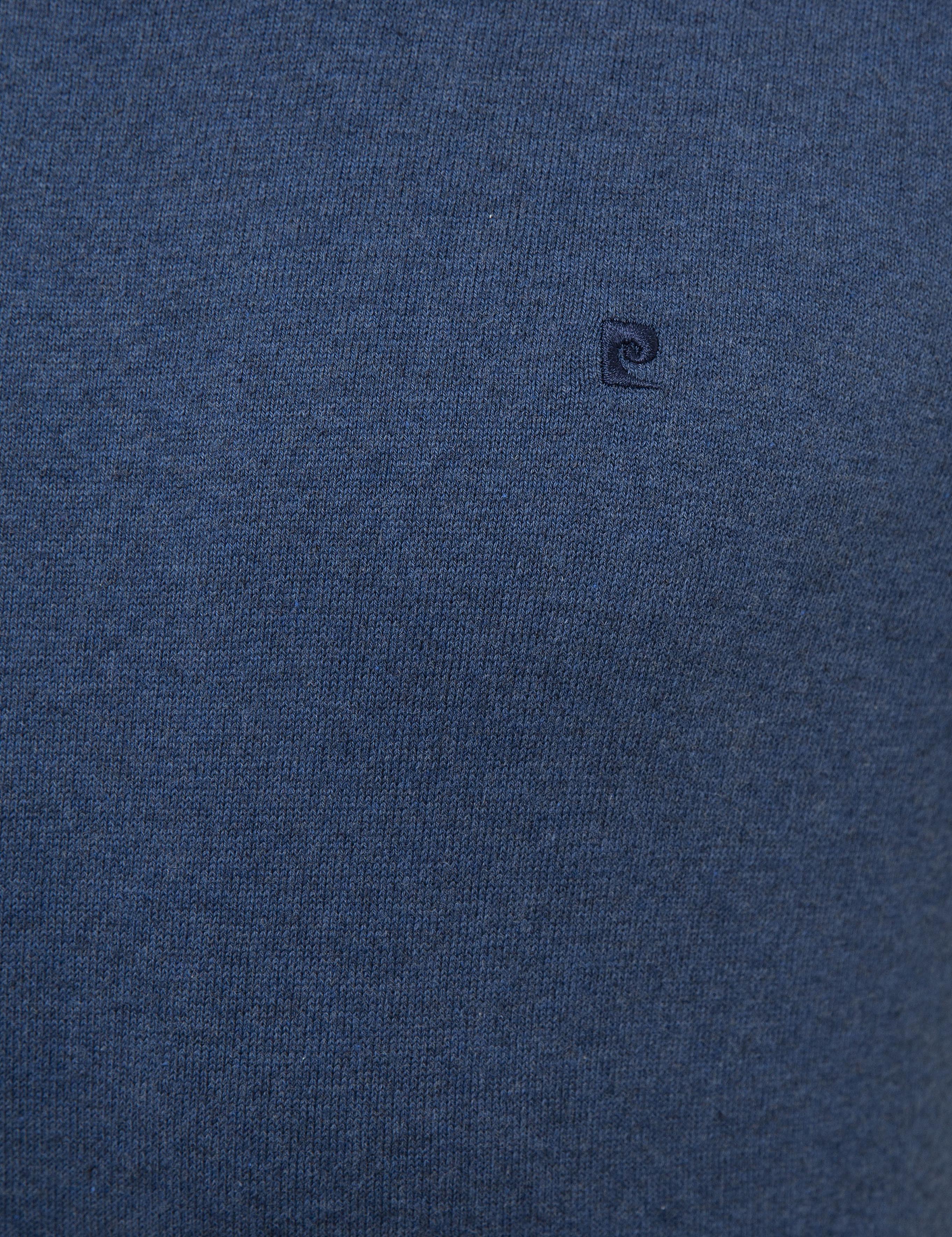 İndigo Mavi Melanj Slim Fit Bisiklet Yaka Basic Triko Kazak