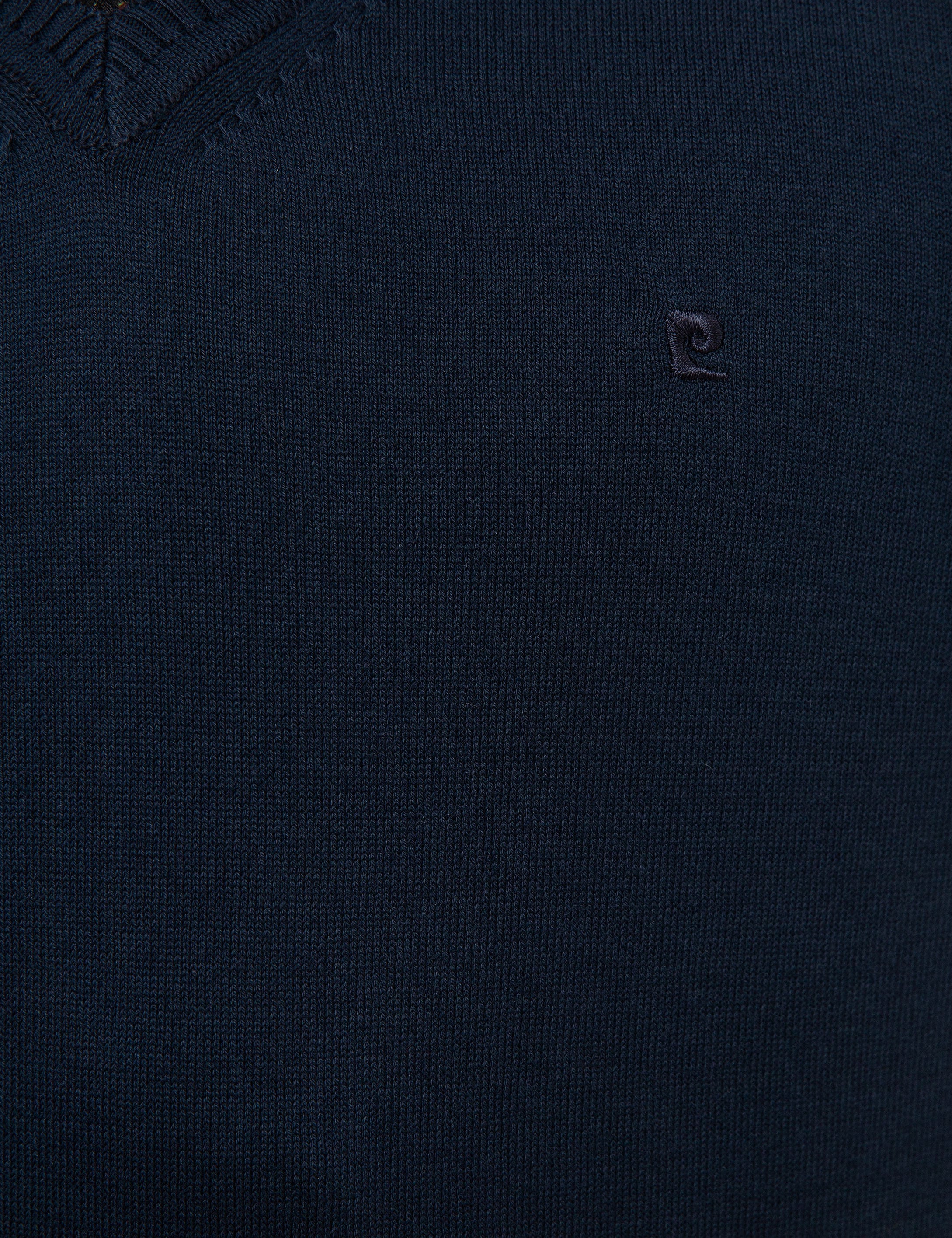 Lacivert Slim Fit V Yaka Basic Triko Kazak